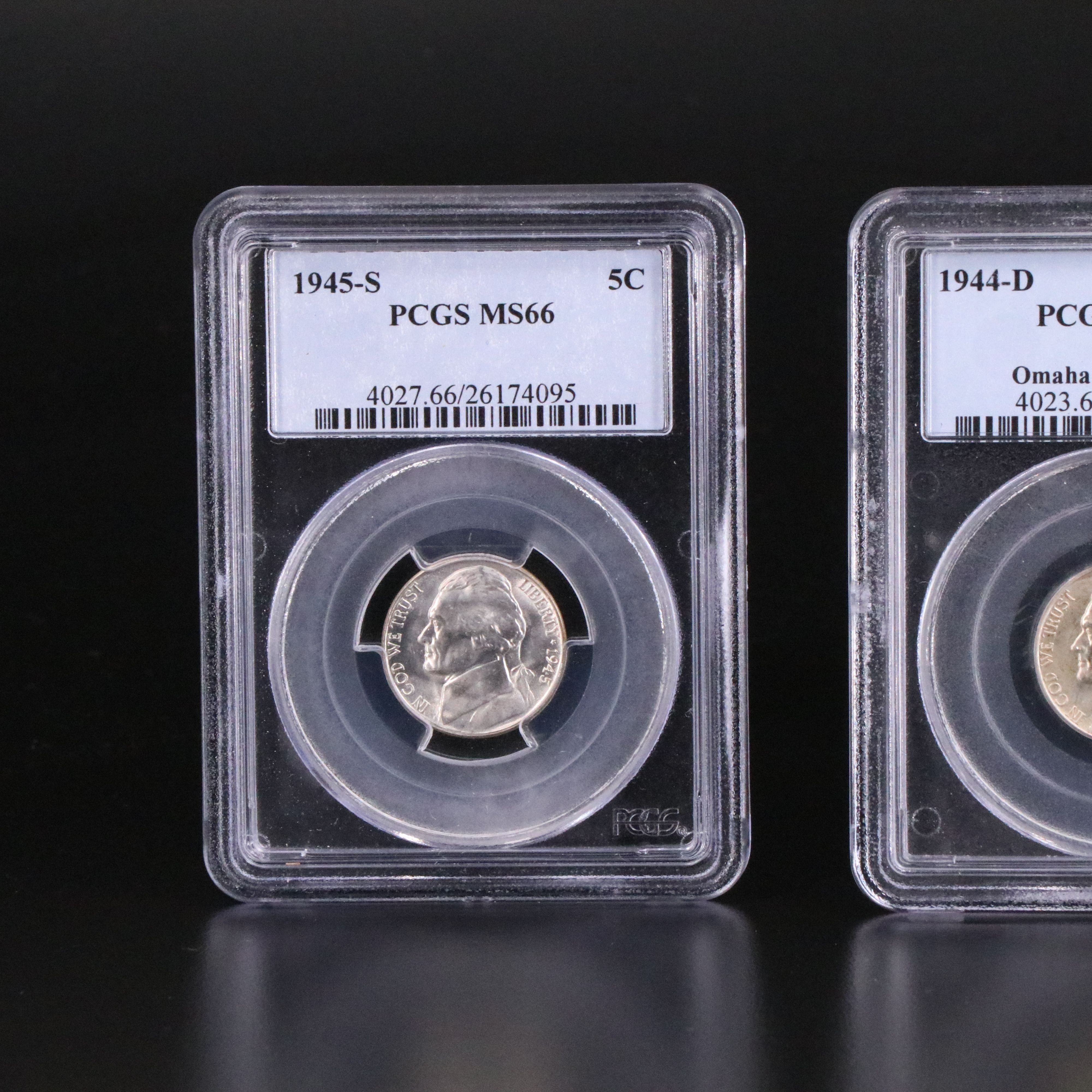 Three PCGS Graded MS66 WWII Silver Jefferson Nickels