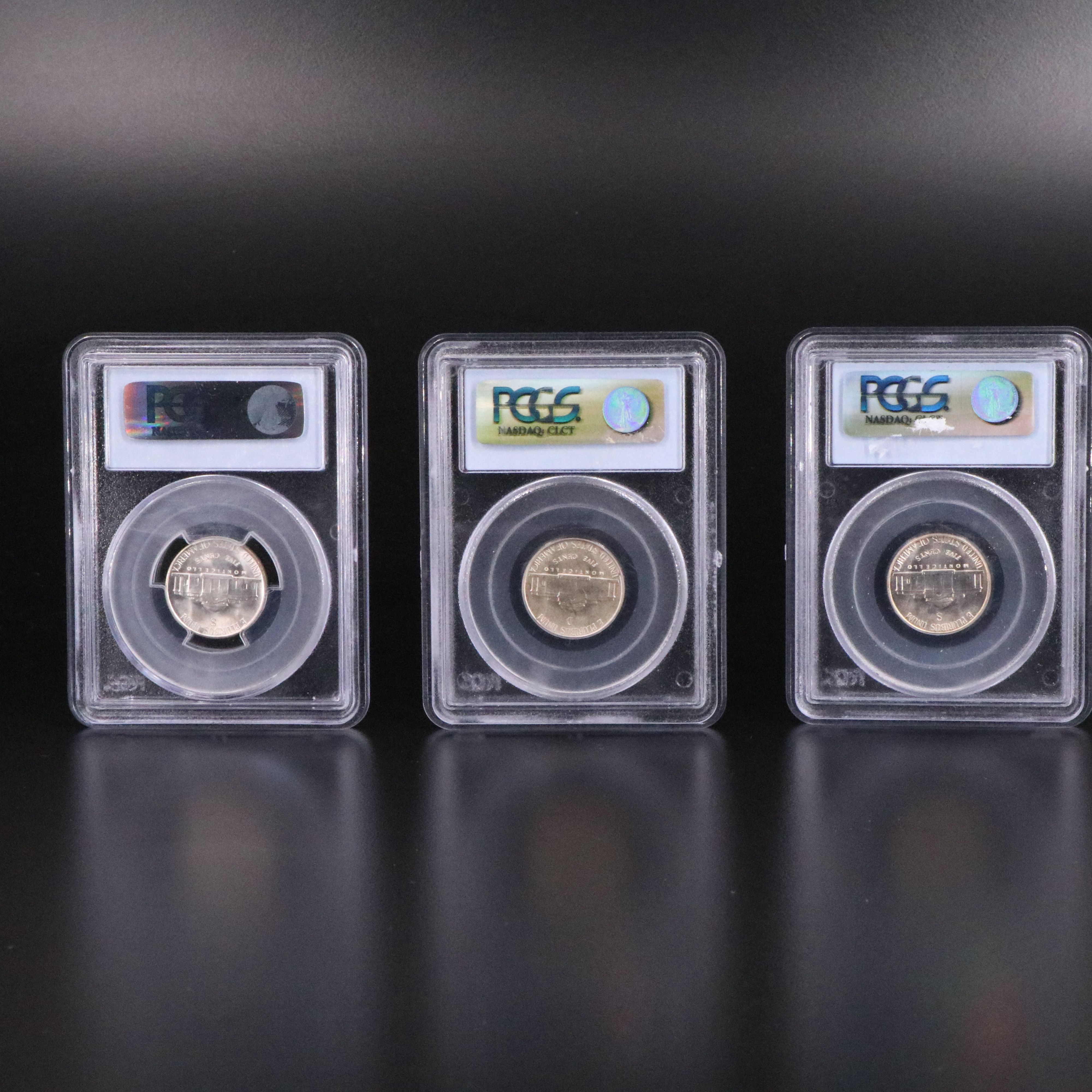 Three PCGS Graded MS66 WWII Silver Jefferson Nickels