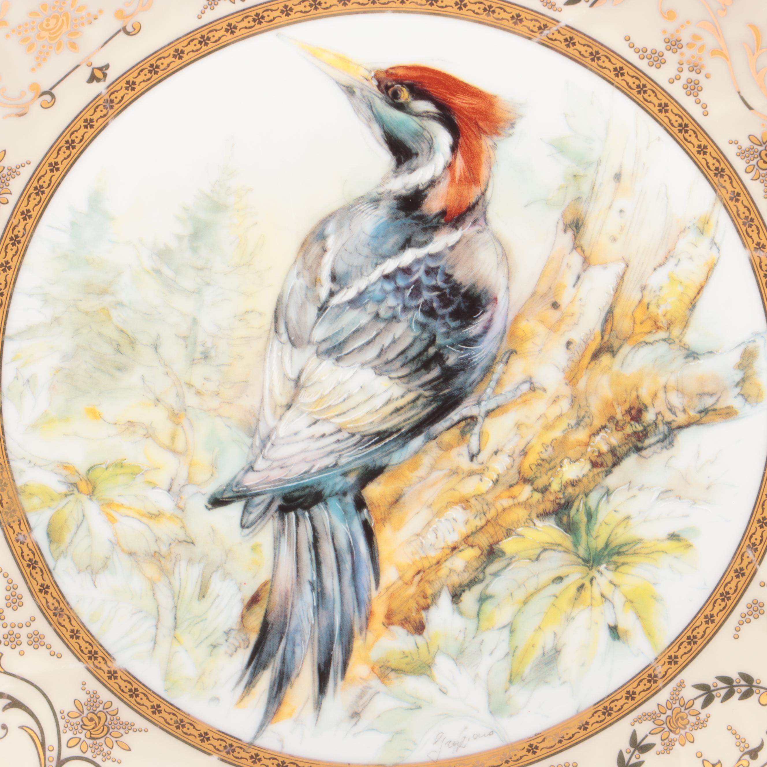 Fine Royal Porcelain Bird Theme Cabinet Plates