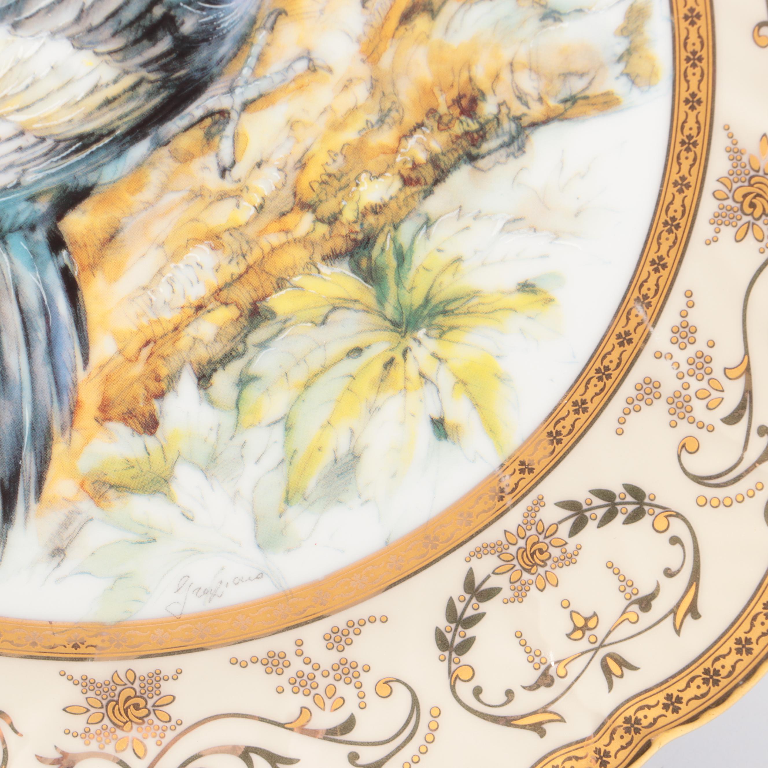 Fine Royal Porcelain Bird Theme Cabinet Plates