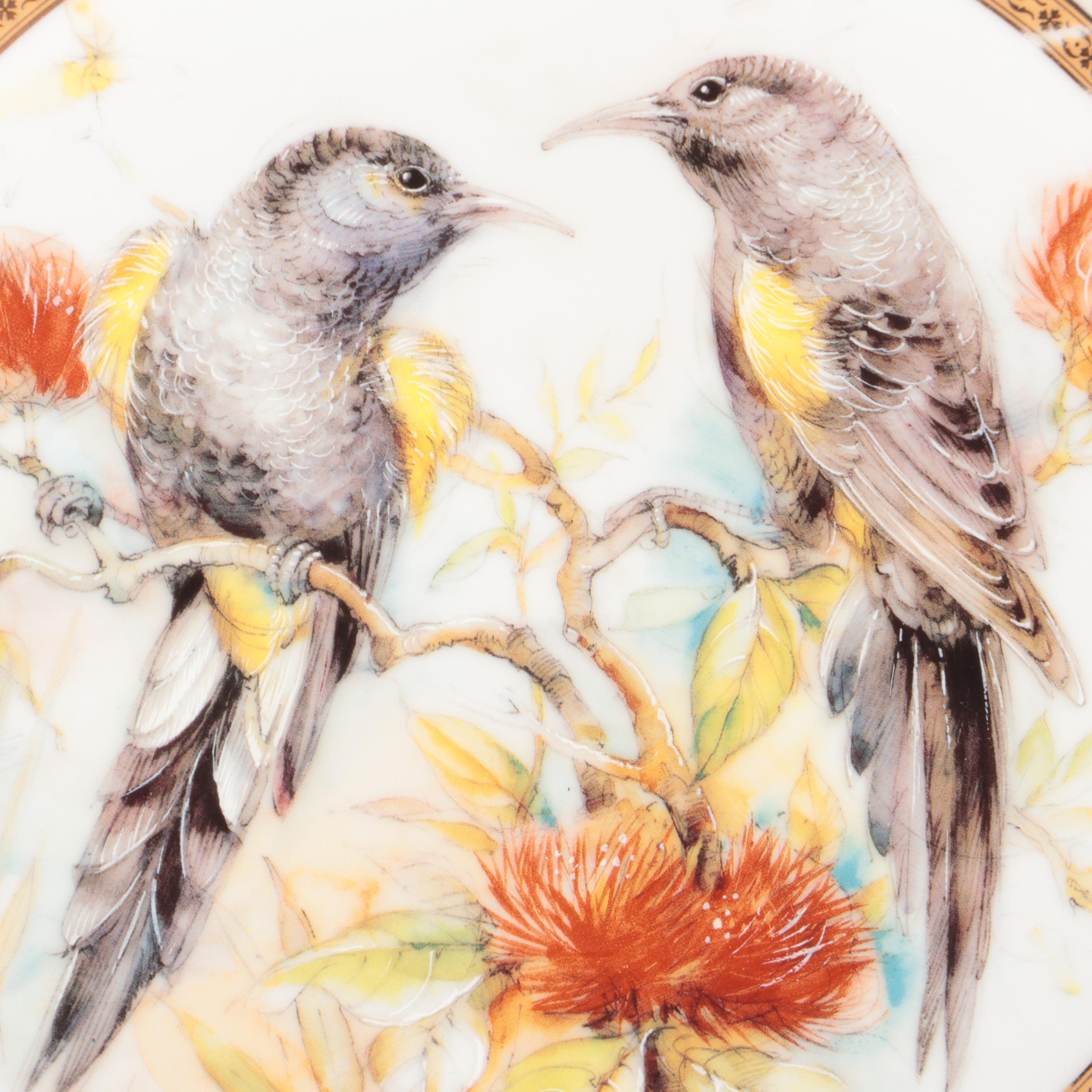 Fine Royal Porcelain Bird Theme Cabinet Plates