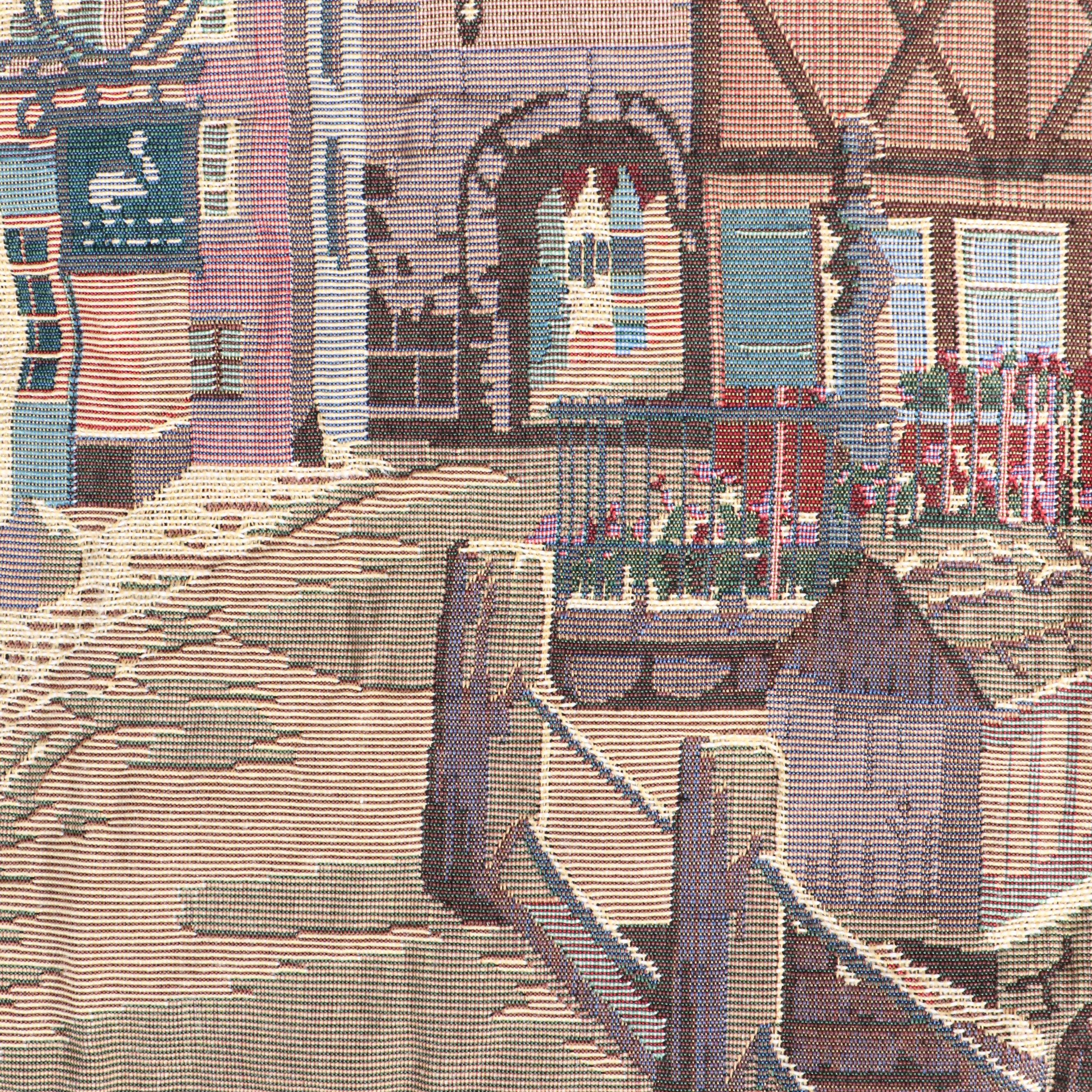 Tapestry Style Rothenburg and Red Fringe Throw Pillows