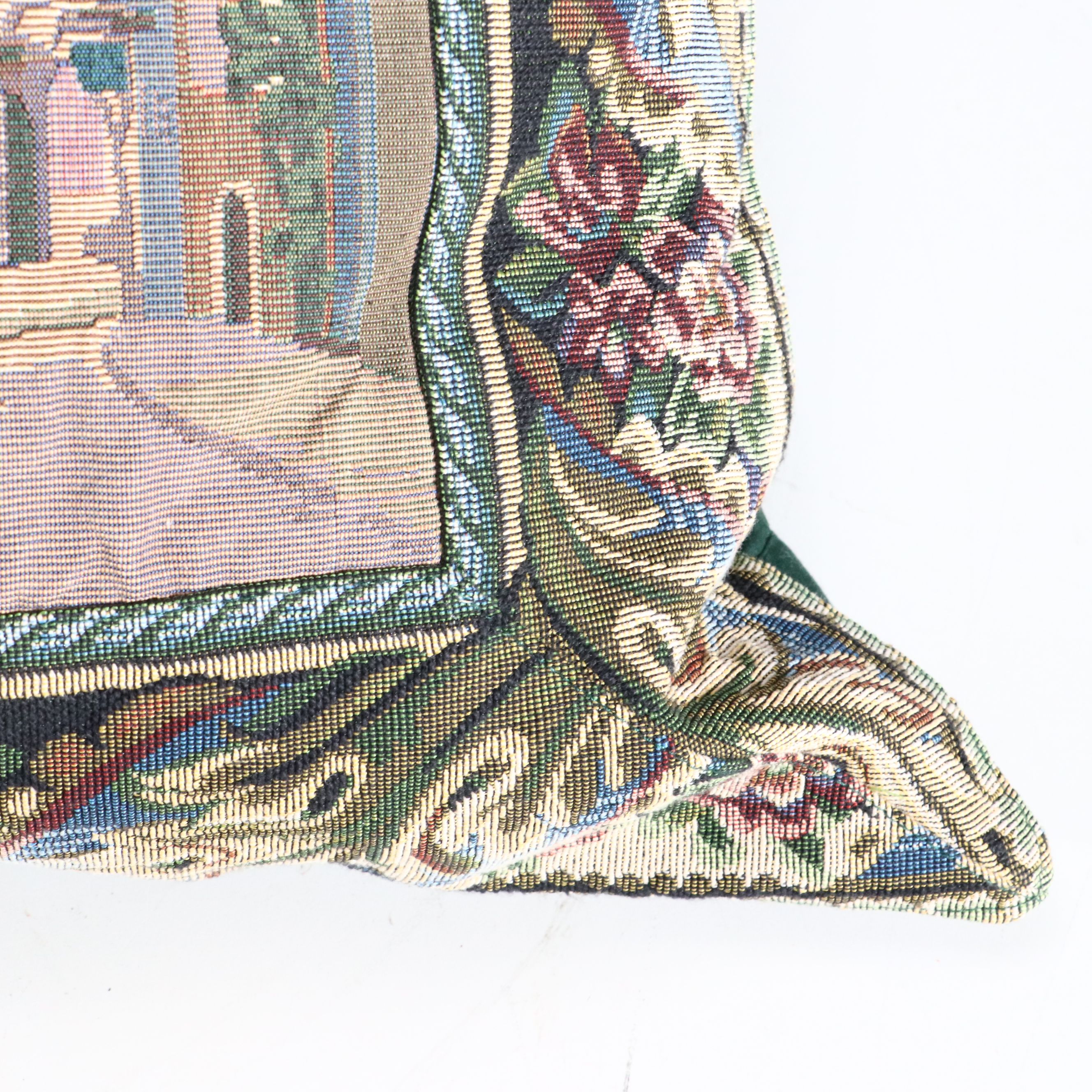 Tapestry Style Rothenburg and Red Fringe Throw Pillows