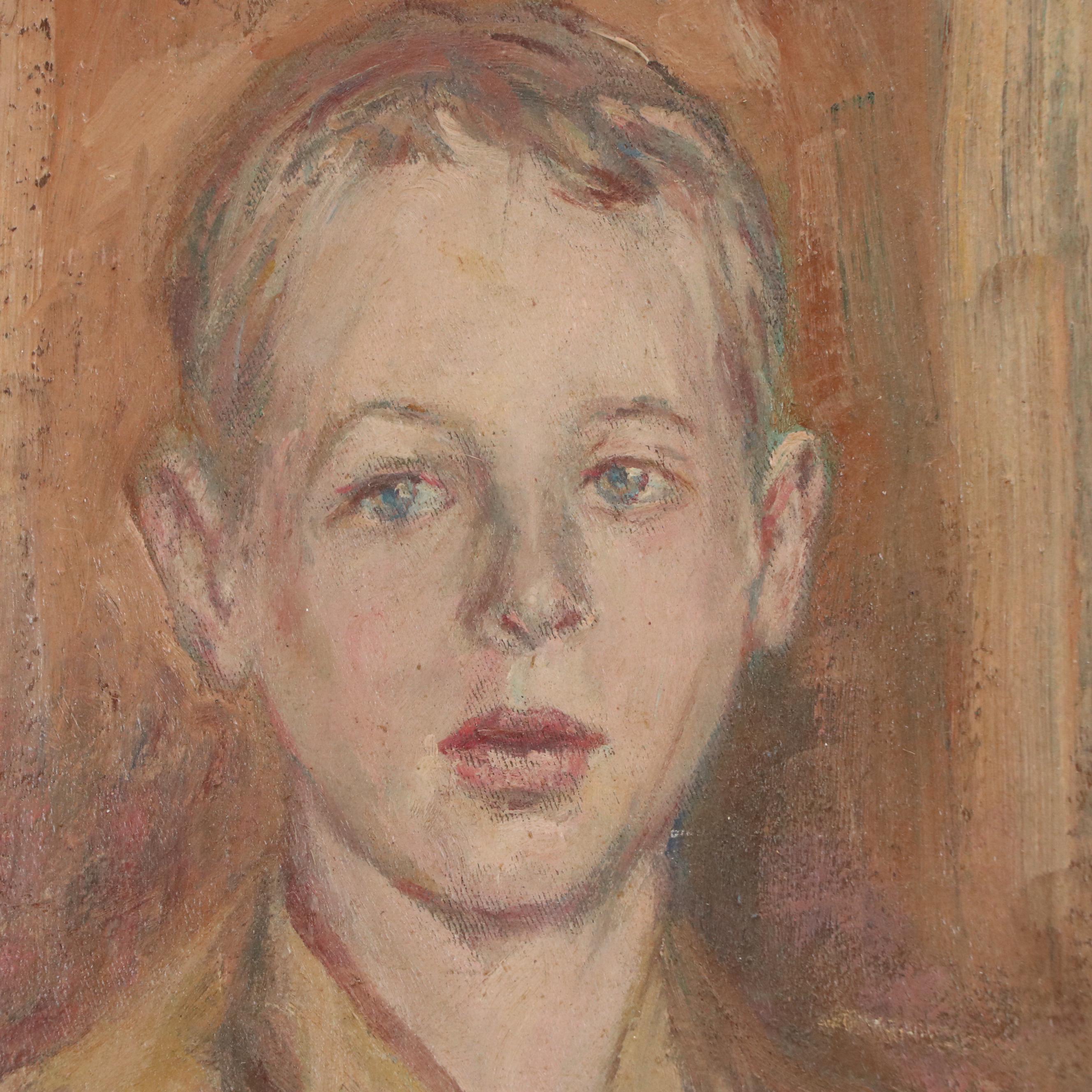 Family Portrait Oil Painting, Circa 1950