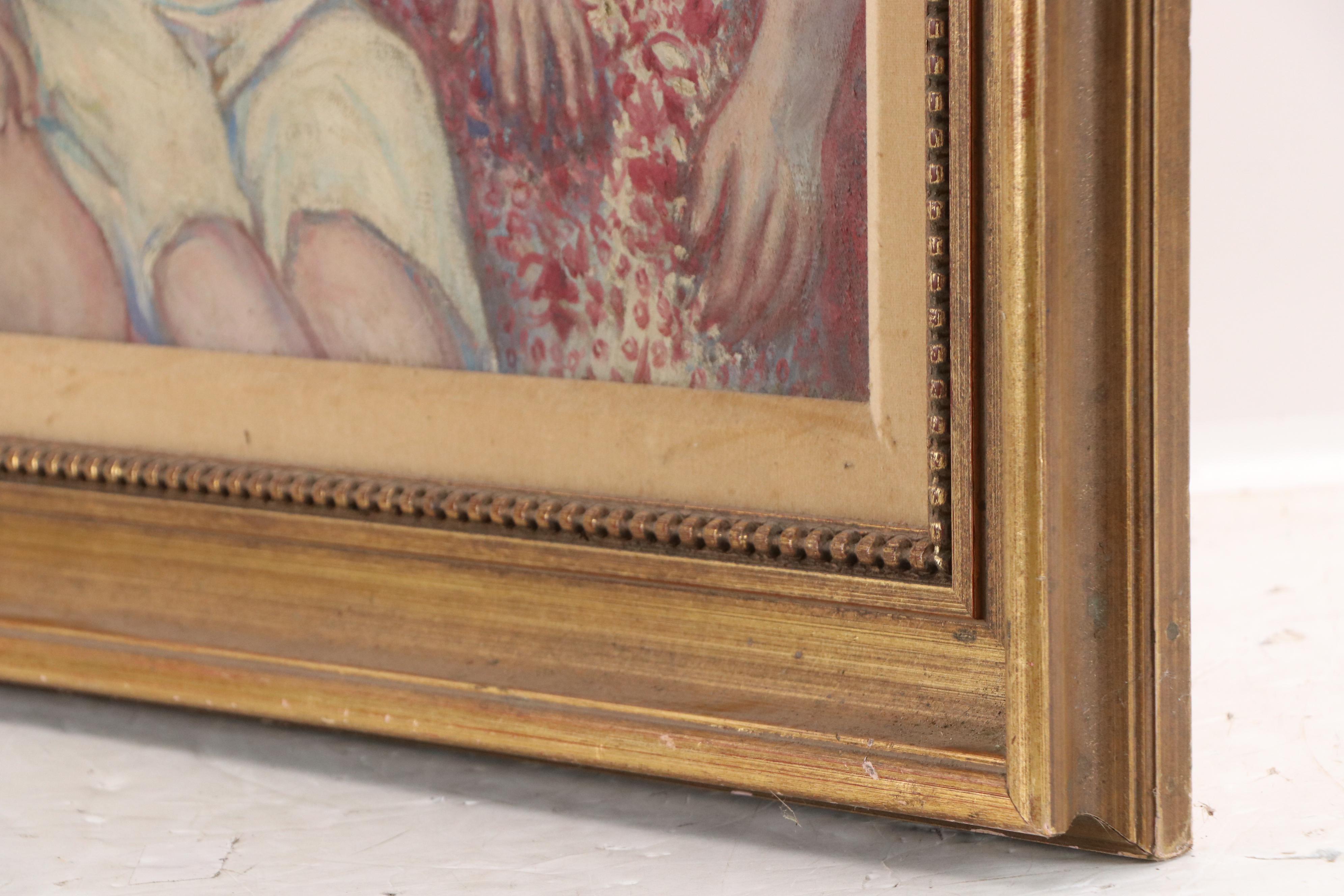 Family Portrait Oil Painting, Circa 1950