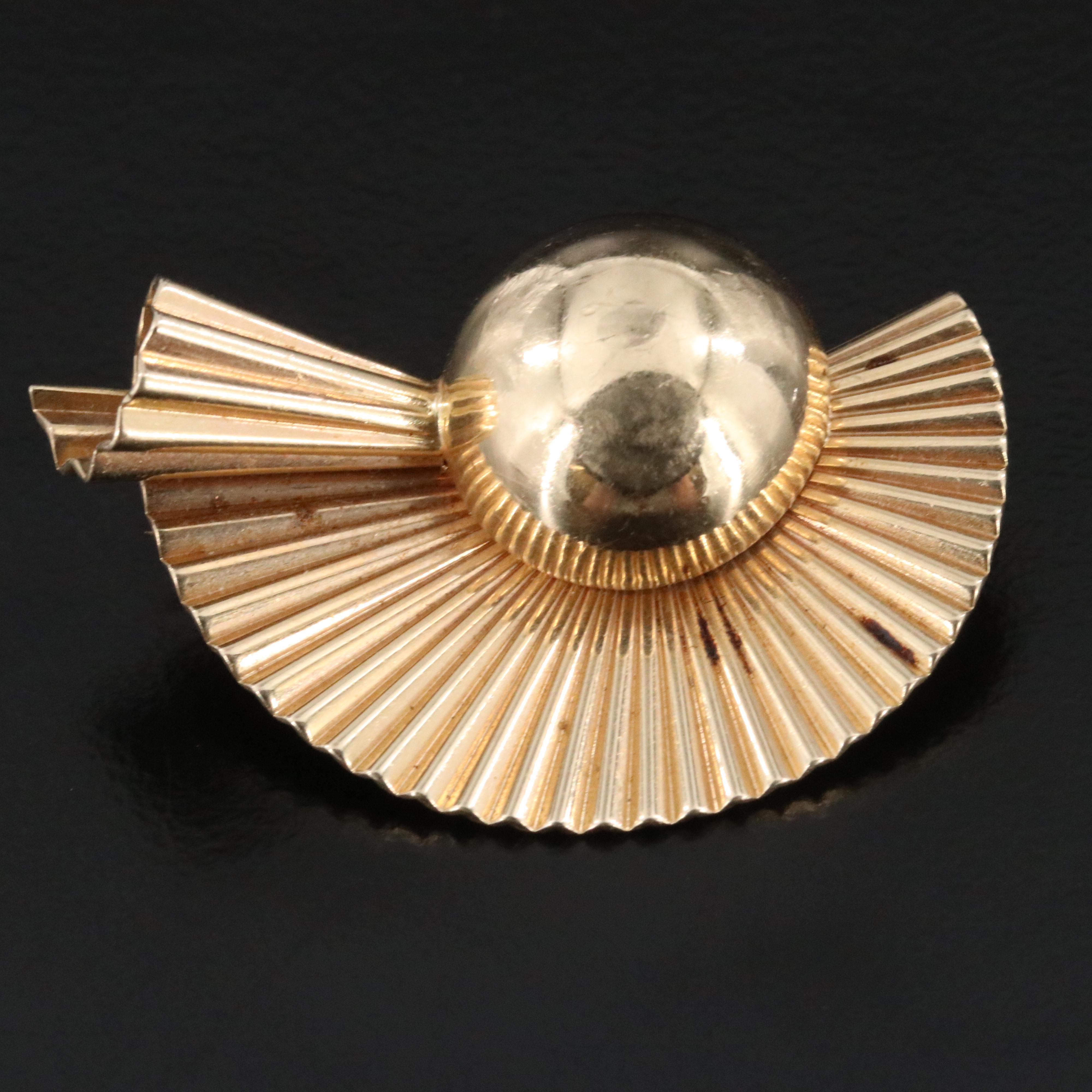 Retro 14K Fanned Brooch