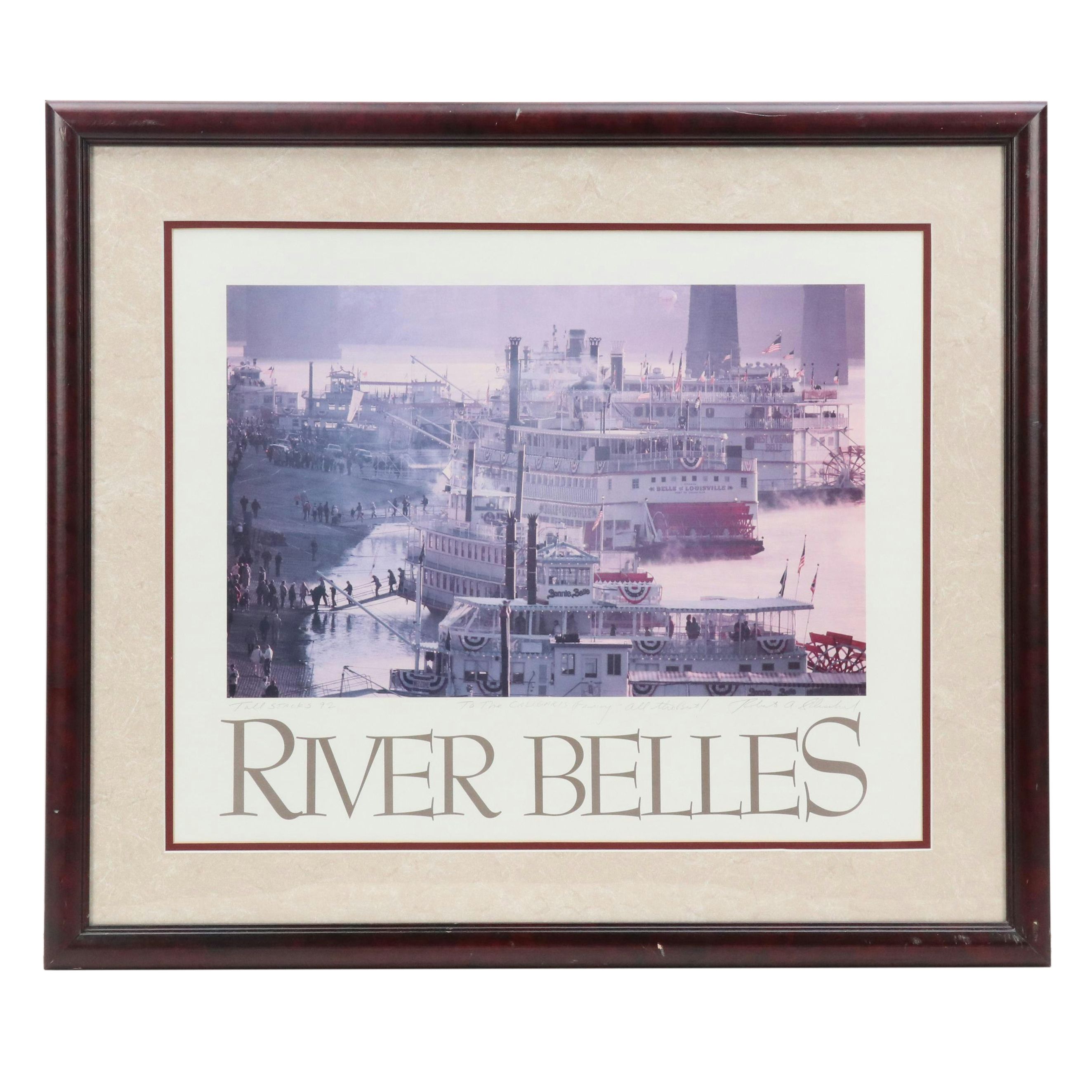 Offset Lithograph "River Belles" of Cincinnati Tall Stacks