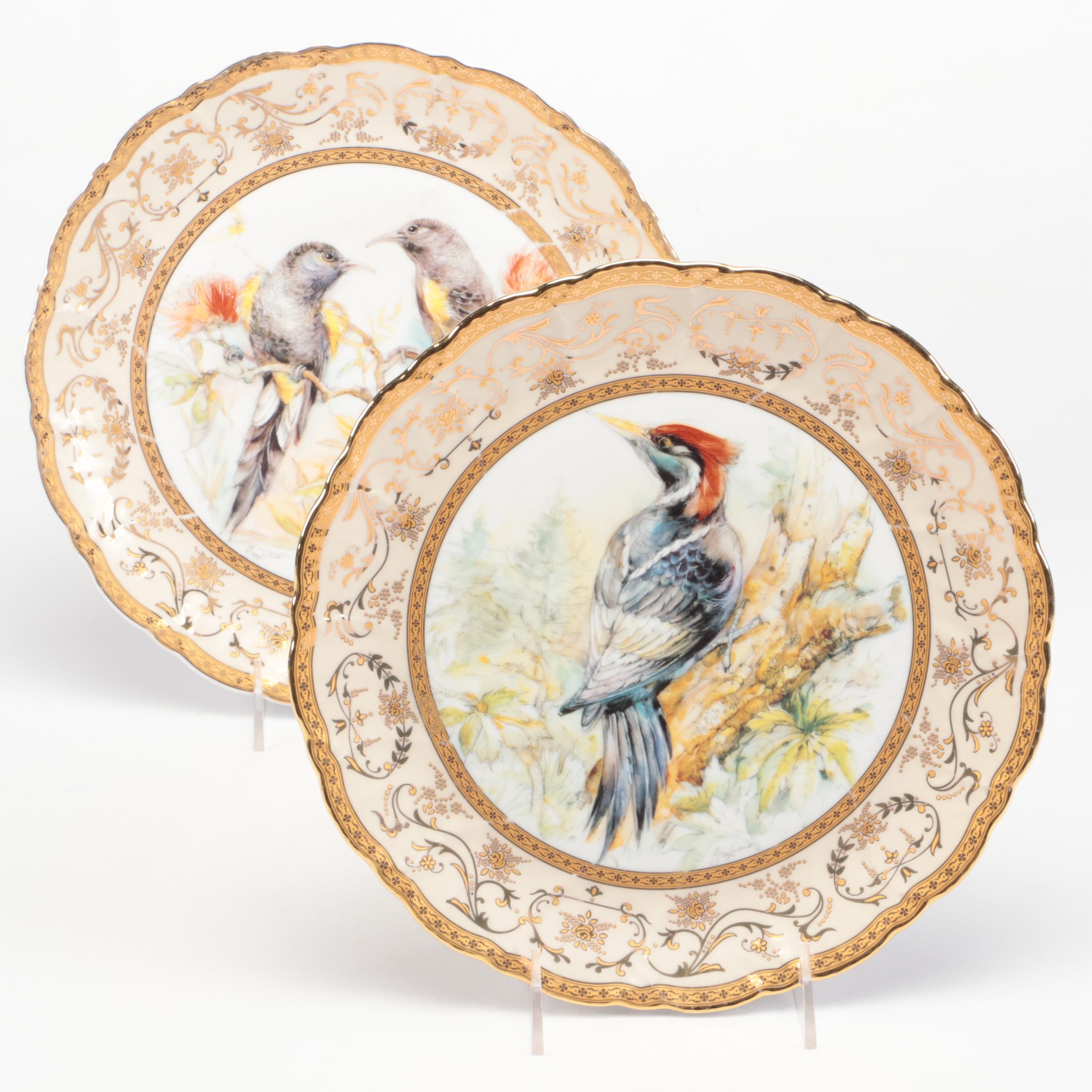 Fine Royal Porcelain Bird Theme Cabinet Plates