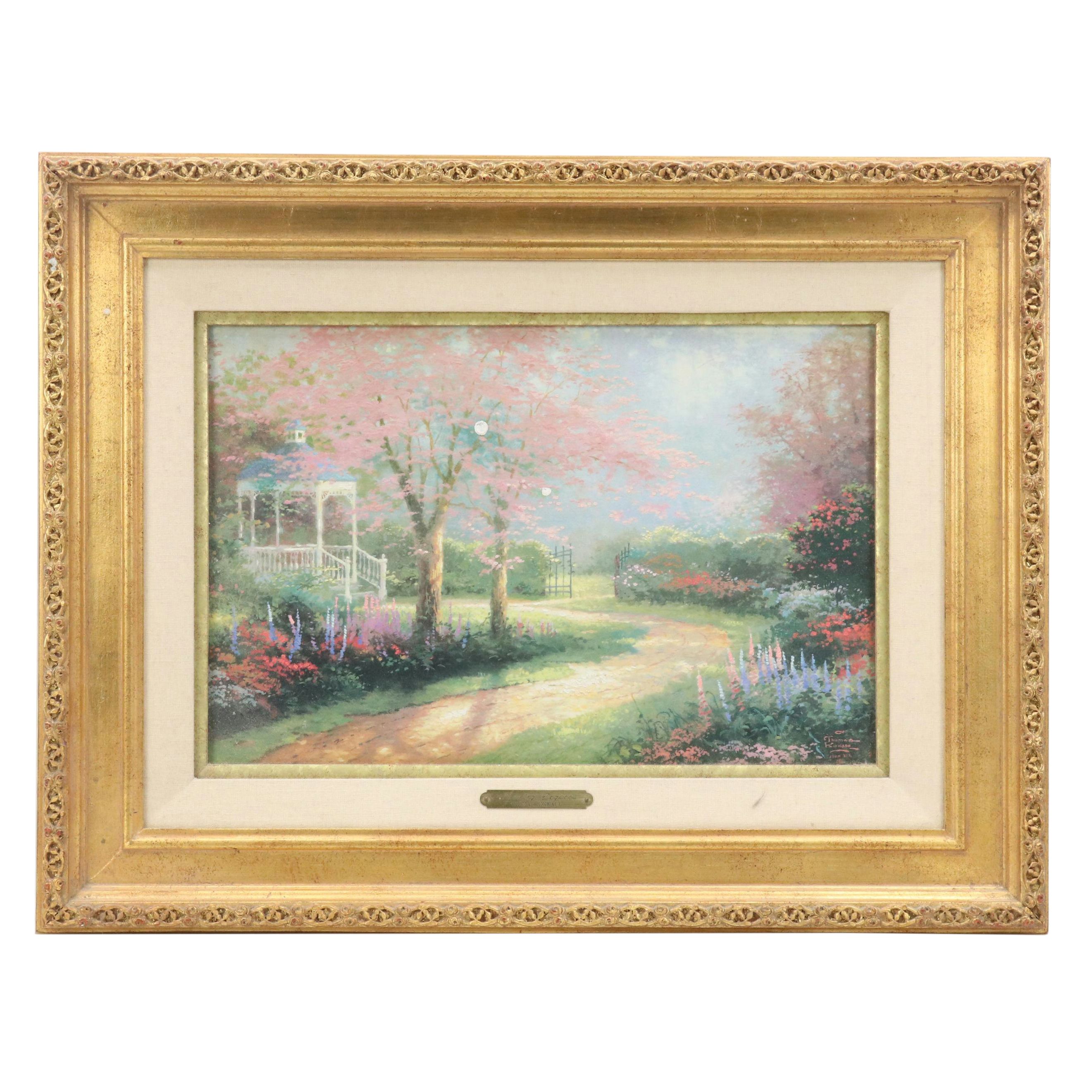 Thomas Kincade Embellished Offset Lithograph "Morning Dogwood"