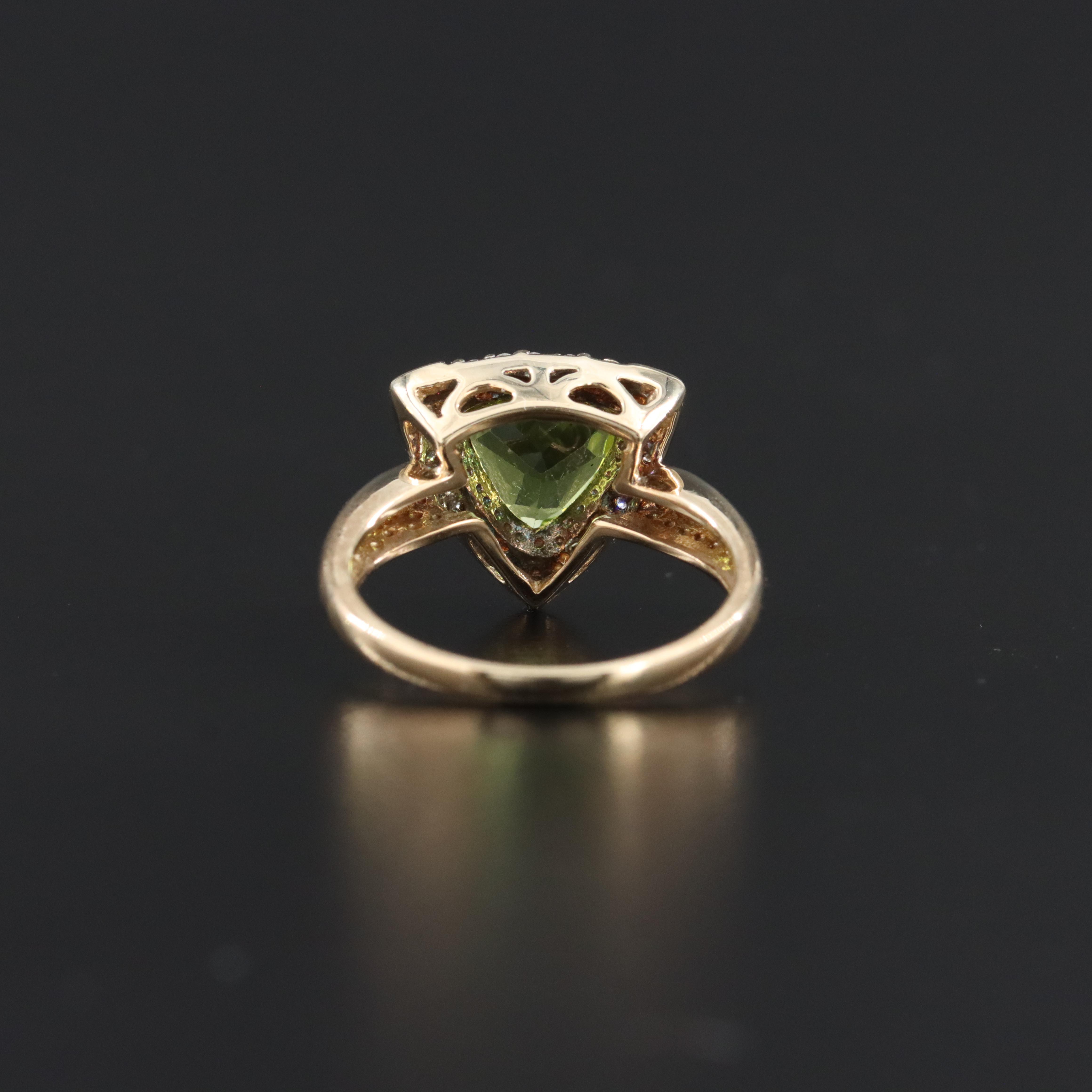 9K Peridot and Diamond Ring