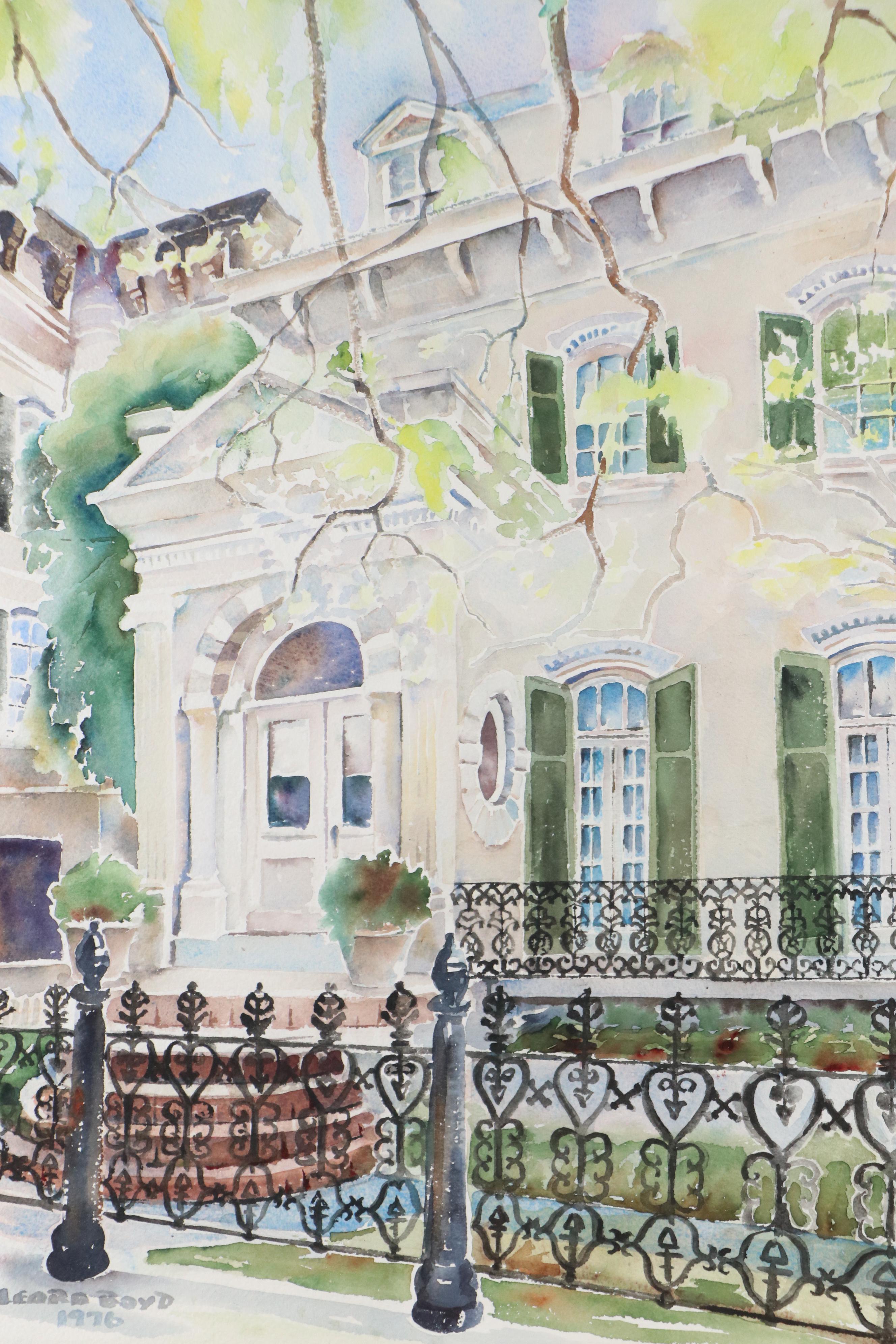 Leora Boyd Residential Landscape Watercolor Painting, 1976