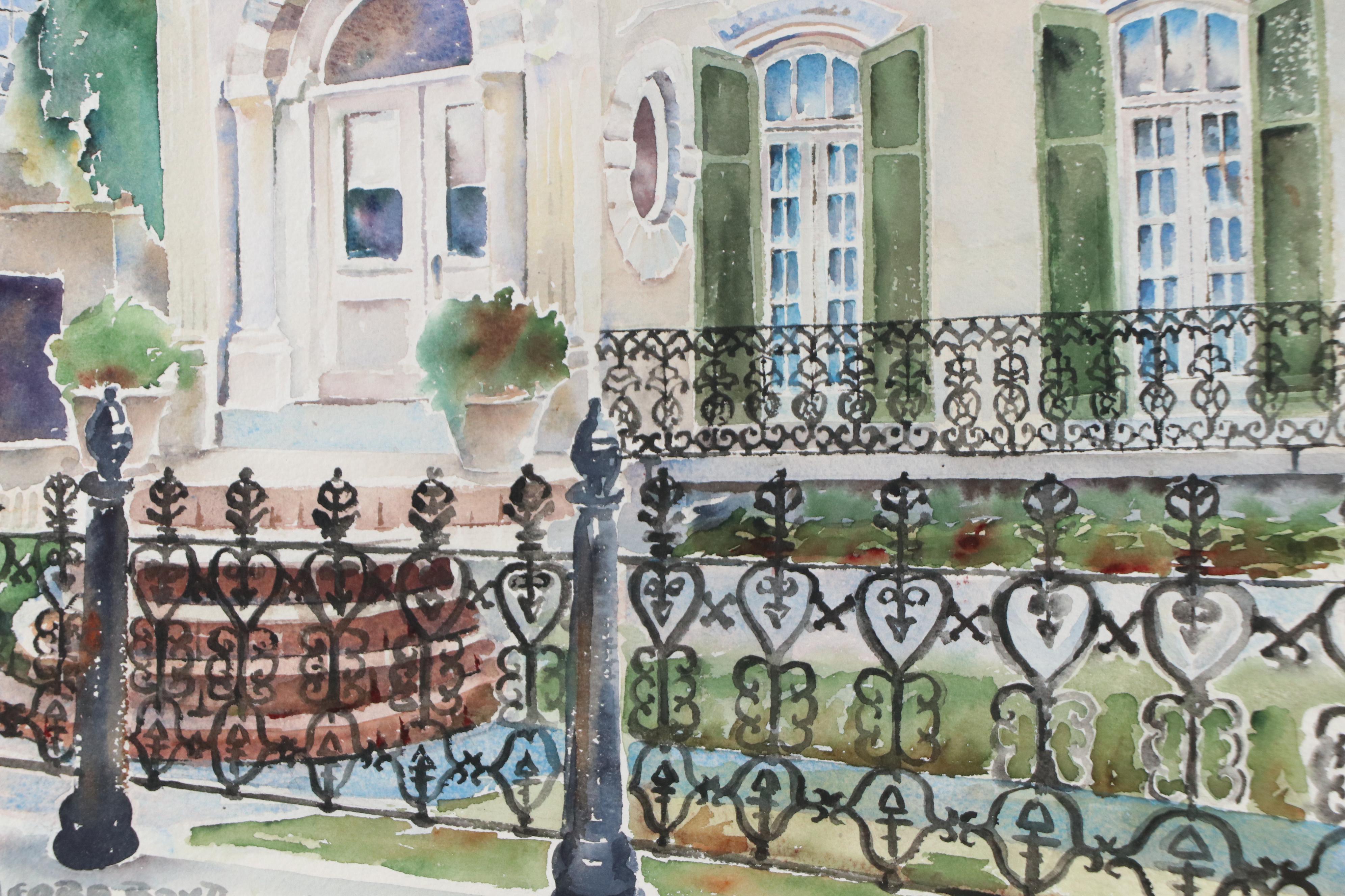 Leora Boyd Residential Landscape Watercolor Painting, 1976