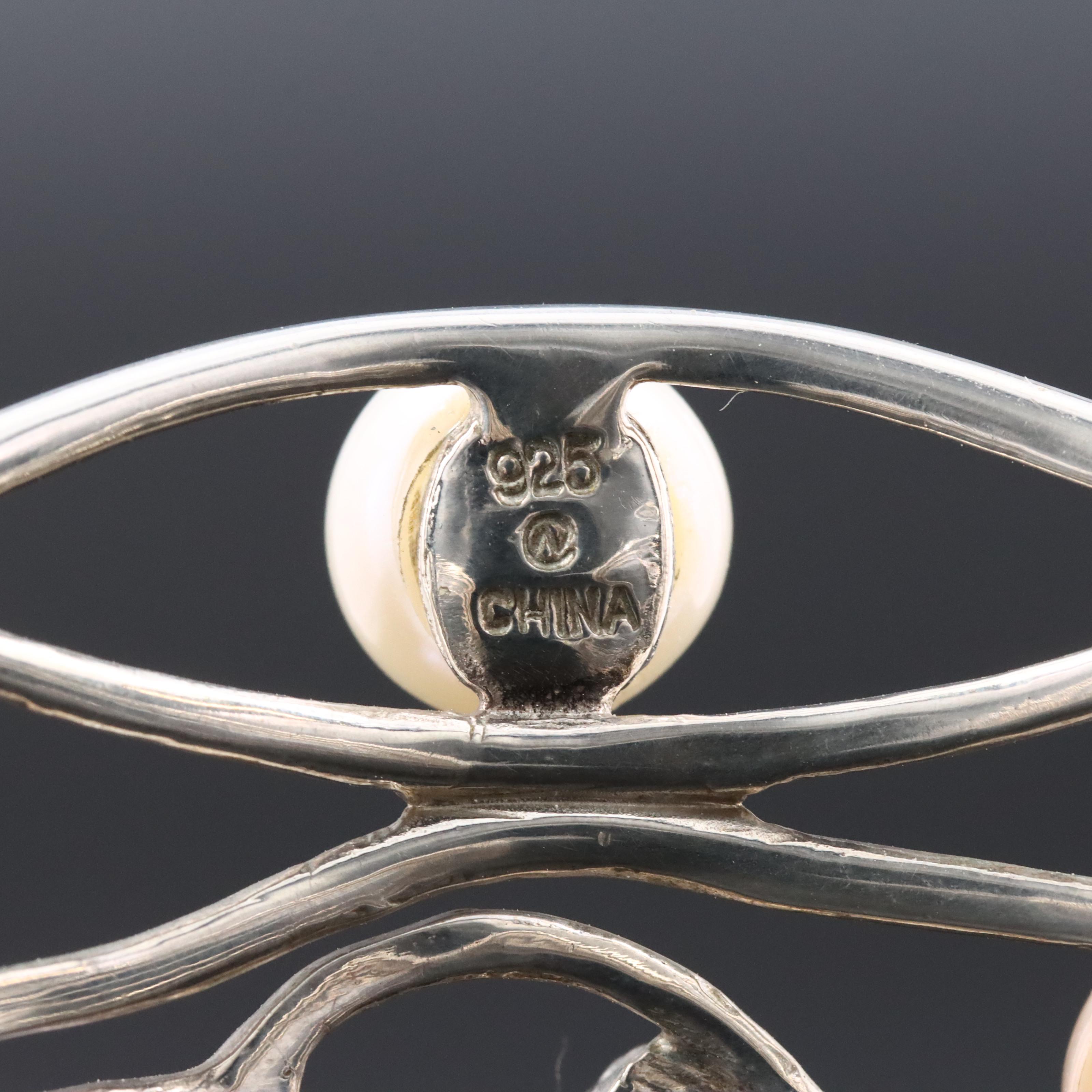 Sterling Gemstone Cuff Featuring Pearl, Amethyst, and Citrine