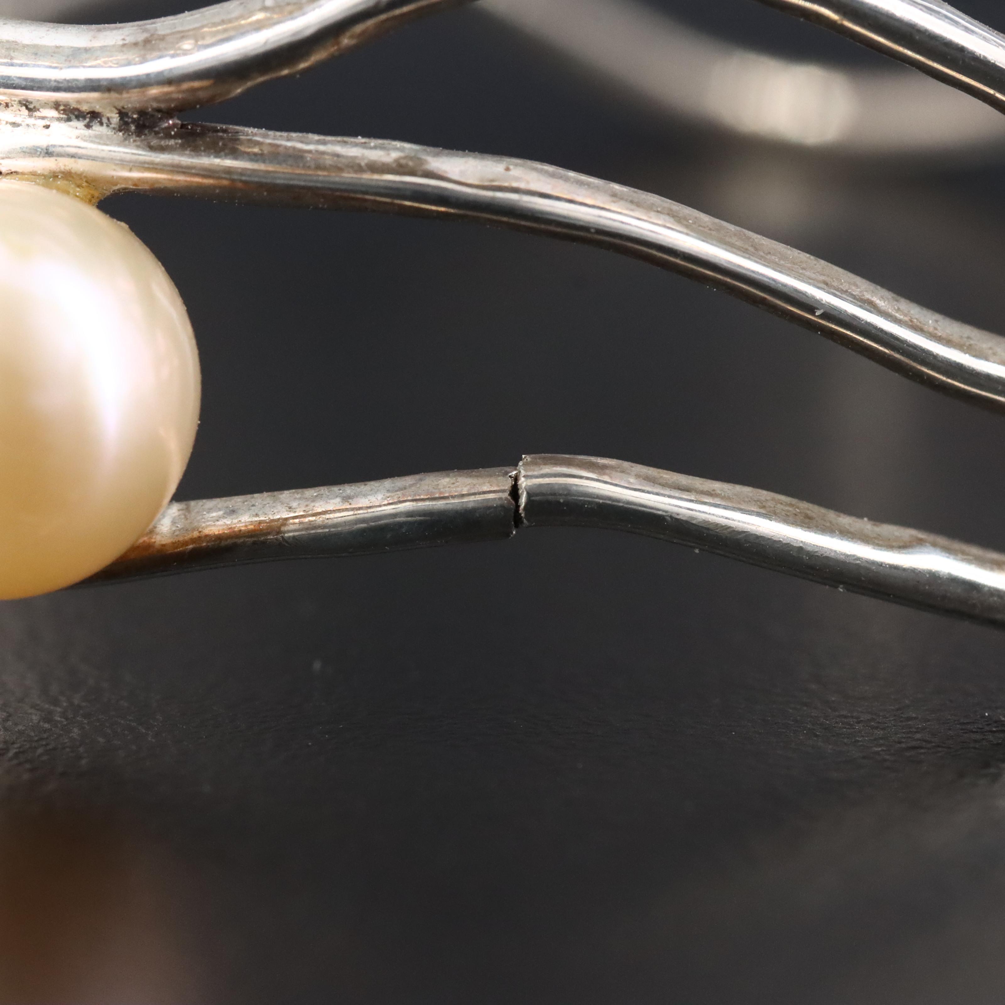 Sterling Gemstone Cuff Featuring Pearl, Amethyst, and Citrine