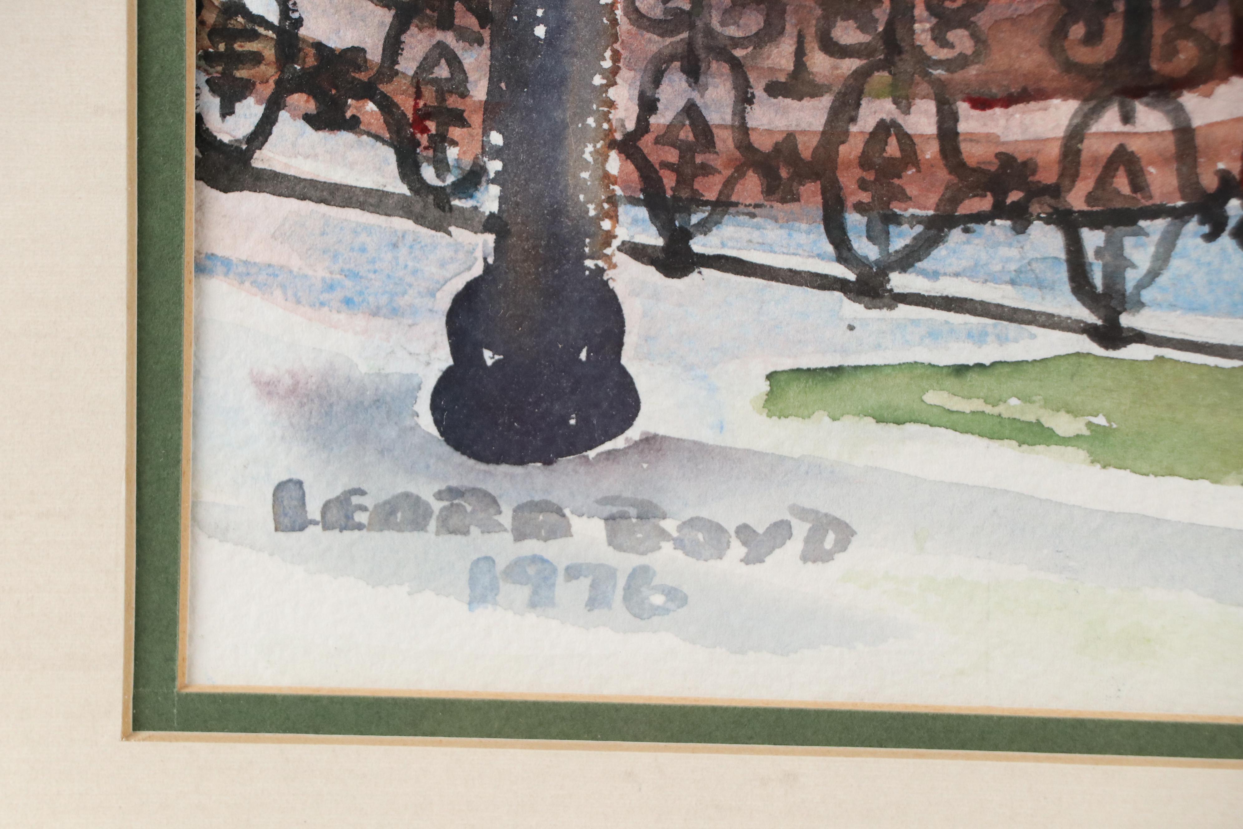 Leora Boyd Residential Landscape Watercolor Painting, 1976