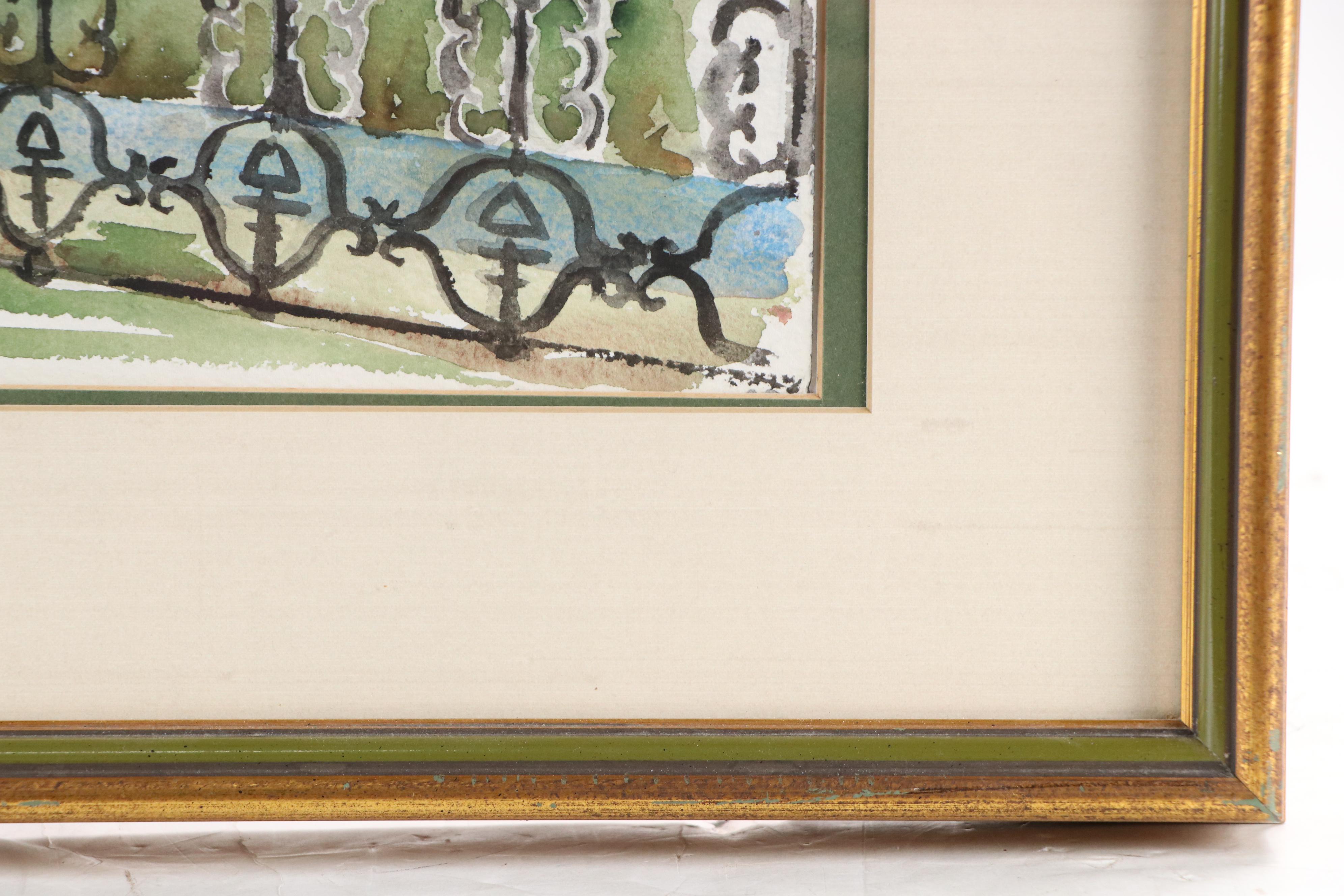 Leora Boyd Residential Landscape Watercolor Painting, 1976