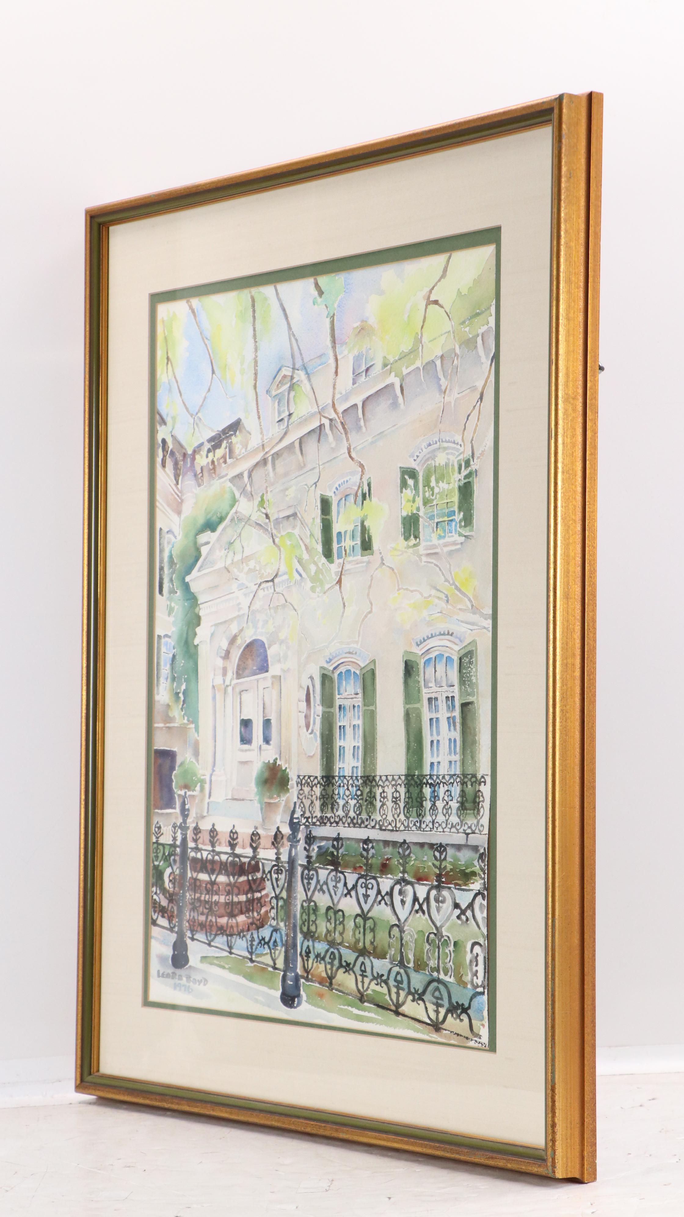 Leora Boyd Residential Landscape Watercolor Painting, 1976