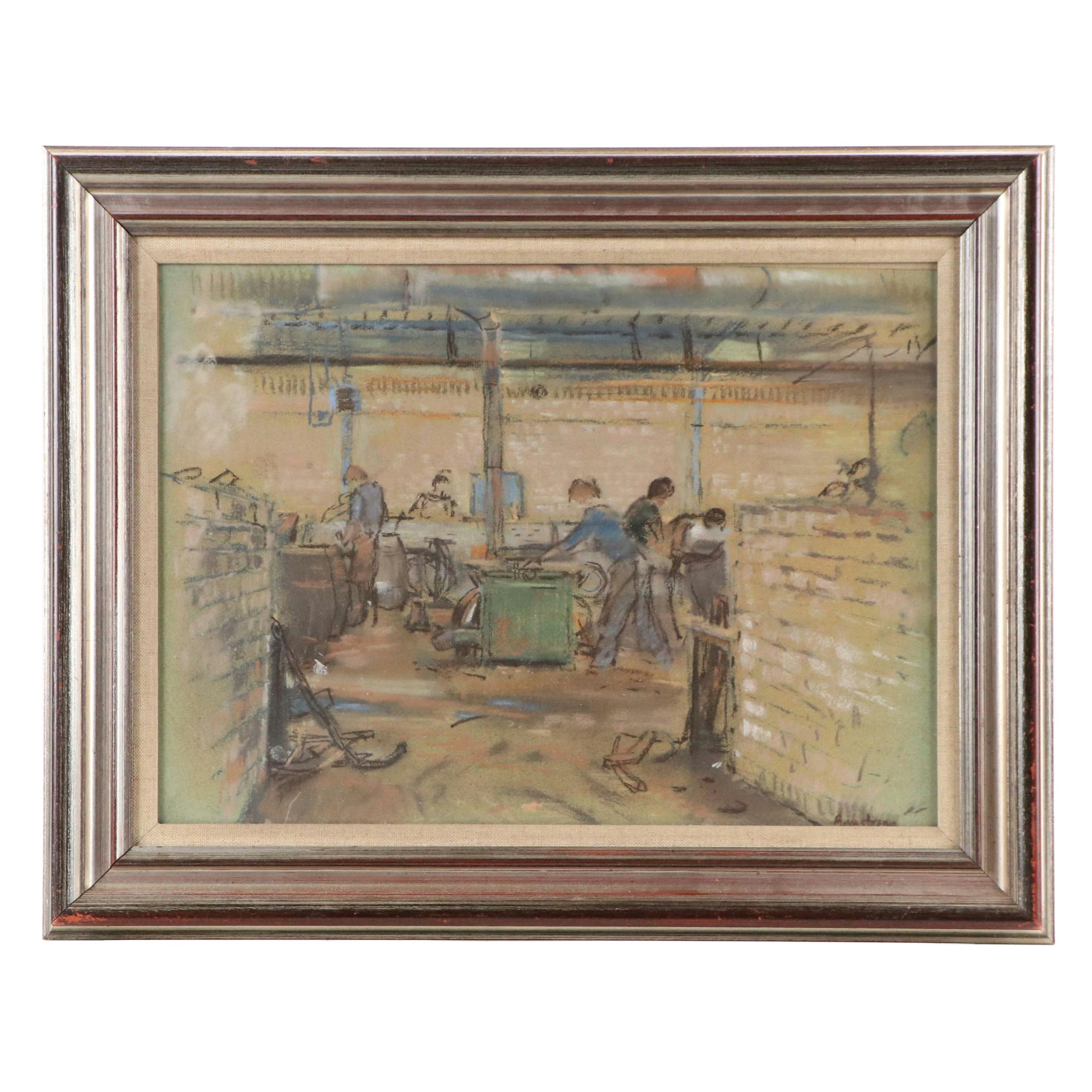 Armstrong Pastel Drawing "Study: Cooperage Interior No. 2"