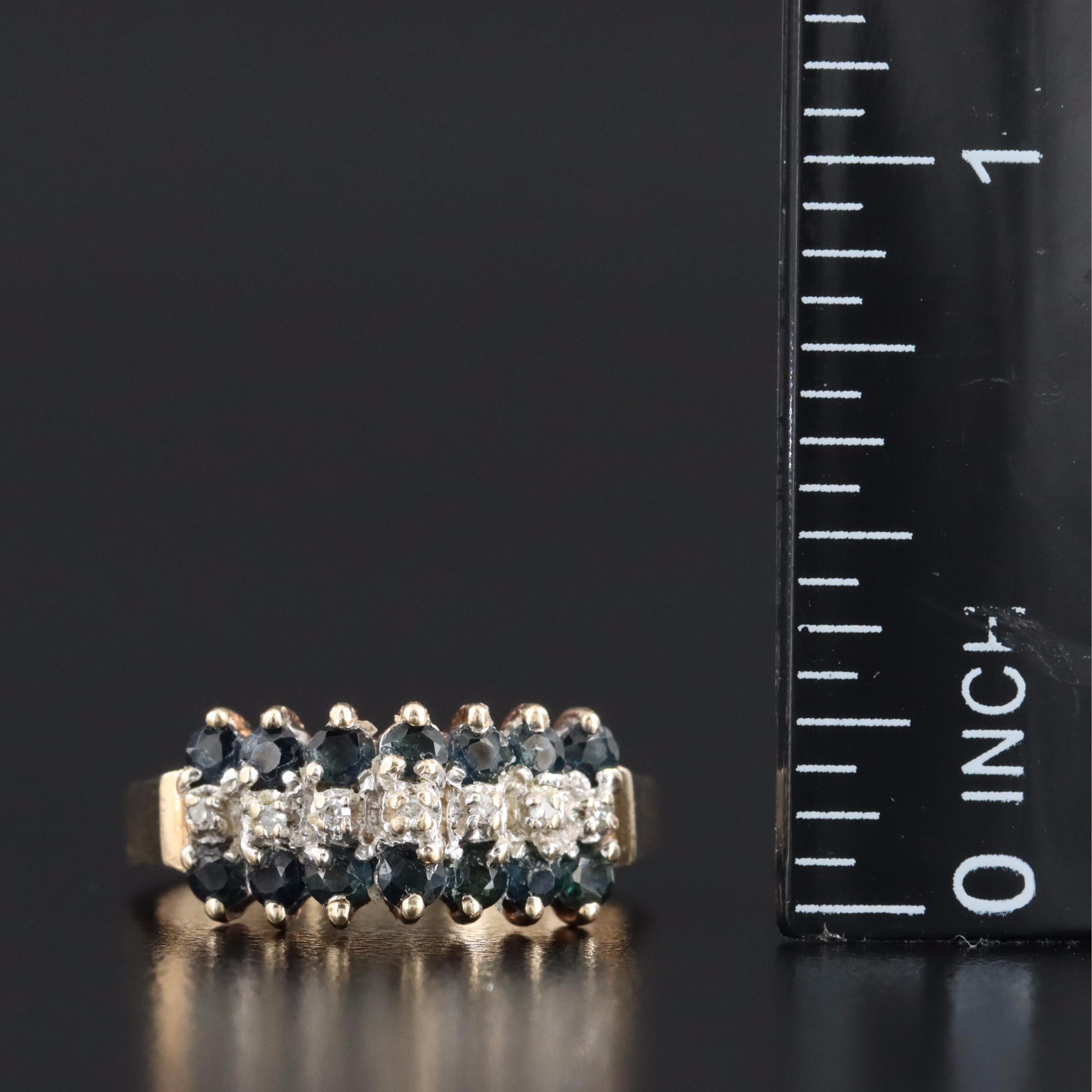 10K Sapphire and Diamond Cathedral Ring