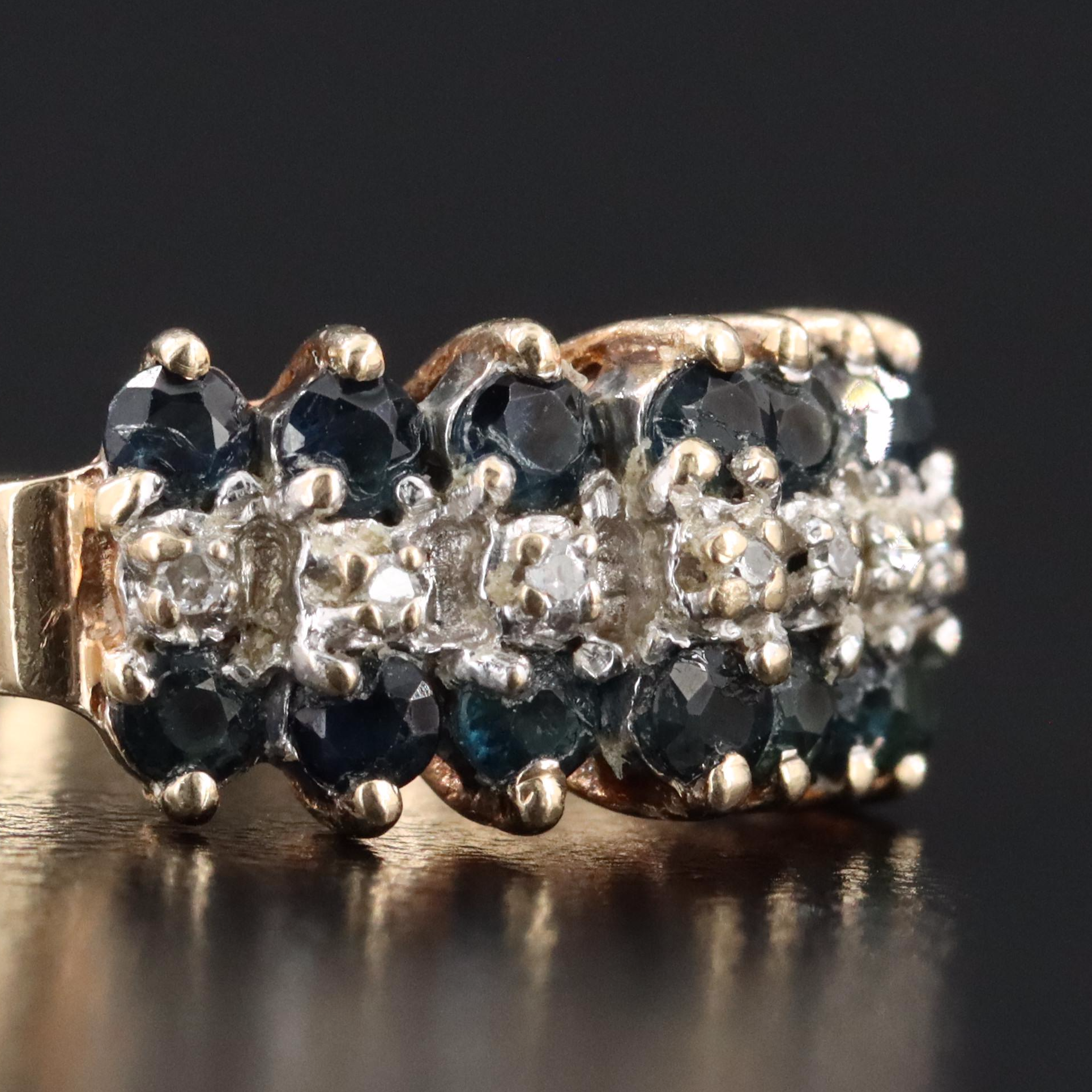 10K Sapphire and Diamond Cathedral Ring