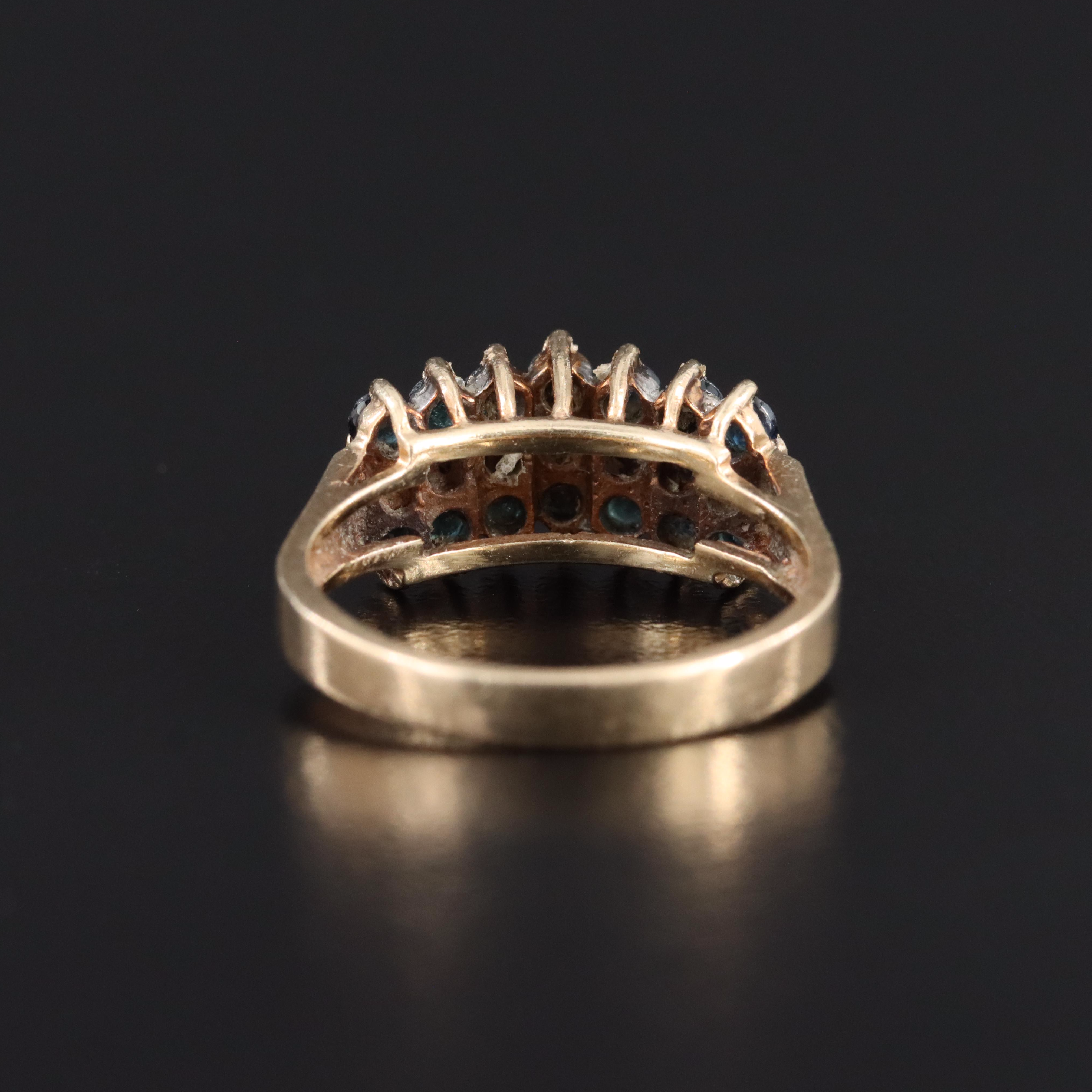 10K Sapphire and Diamond Cathedral Ring