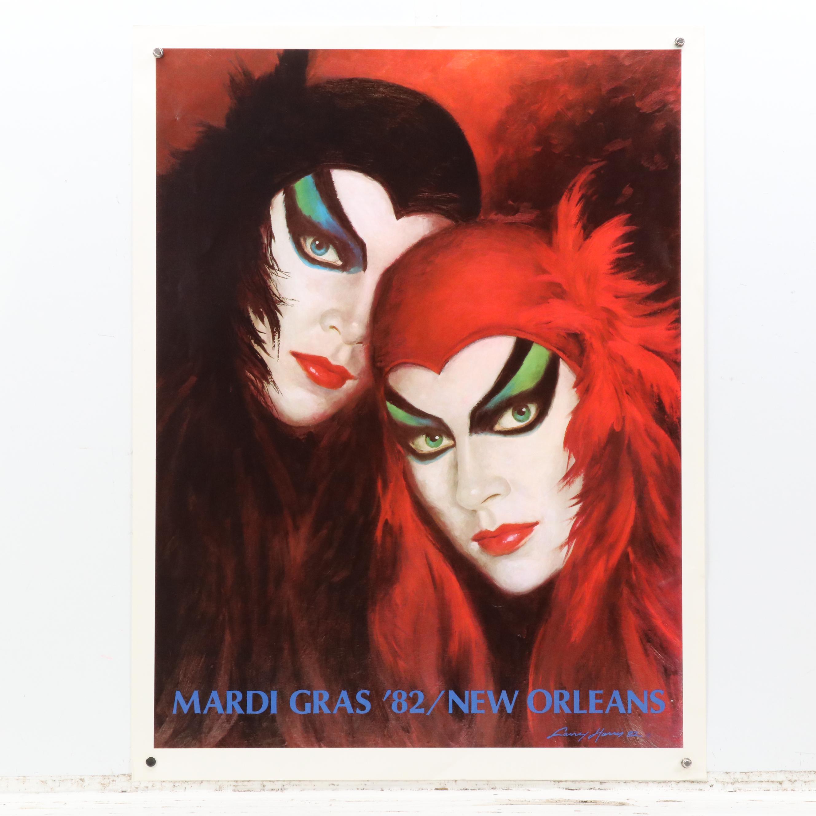 Mardi Gras Offset Lithograph Posters After L. Harris and A. Mistretta, 1980s-90