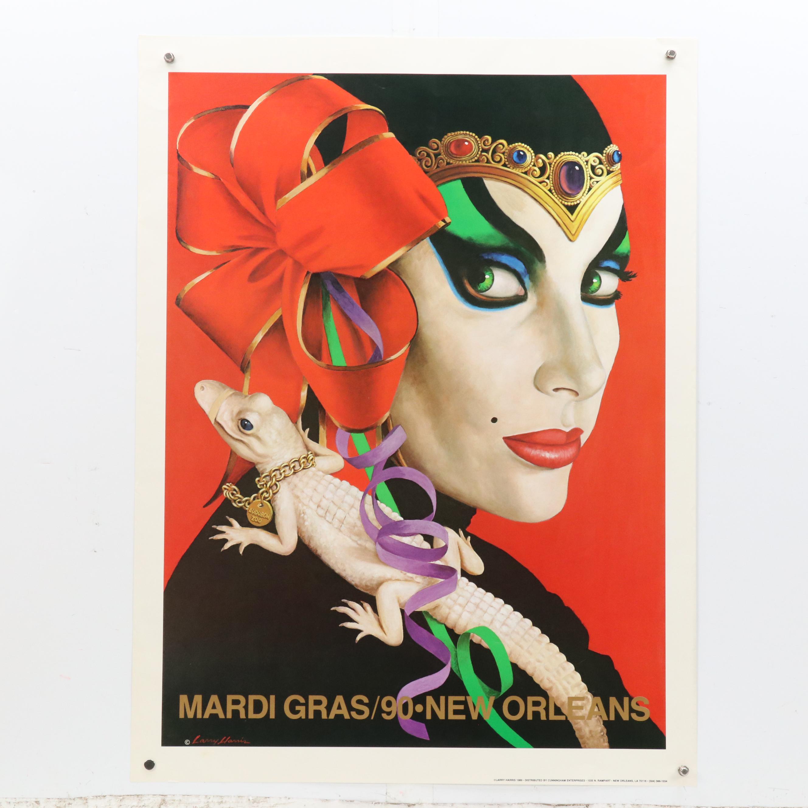 Mardi Gras Offset Lithograph Posters After L. Harris and A. Mistretta, 1980s-90
