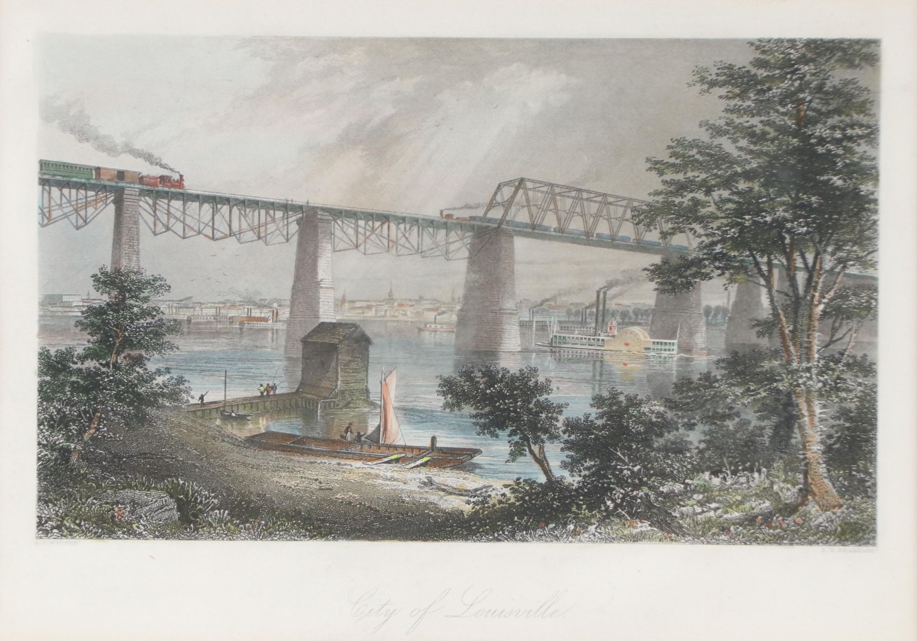 A. C. Warren Hand-Colored Engraving "City of Lousiville," 1872