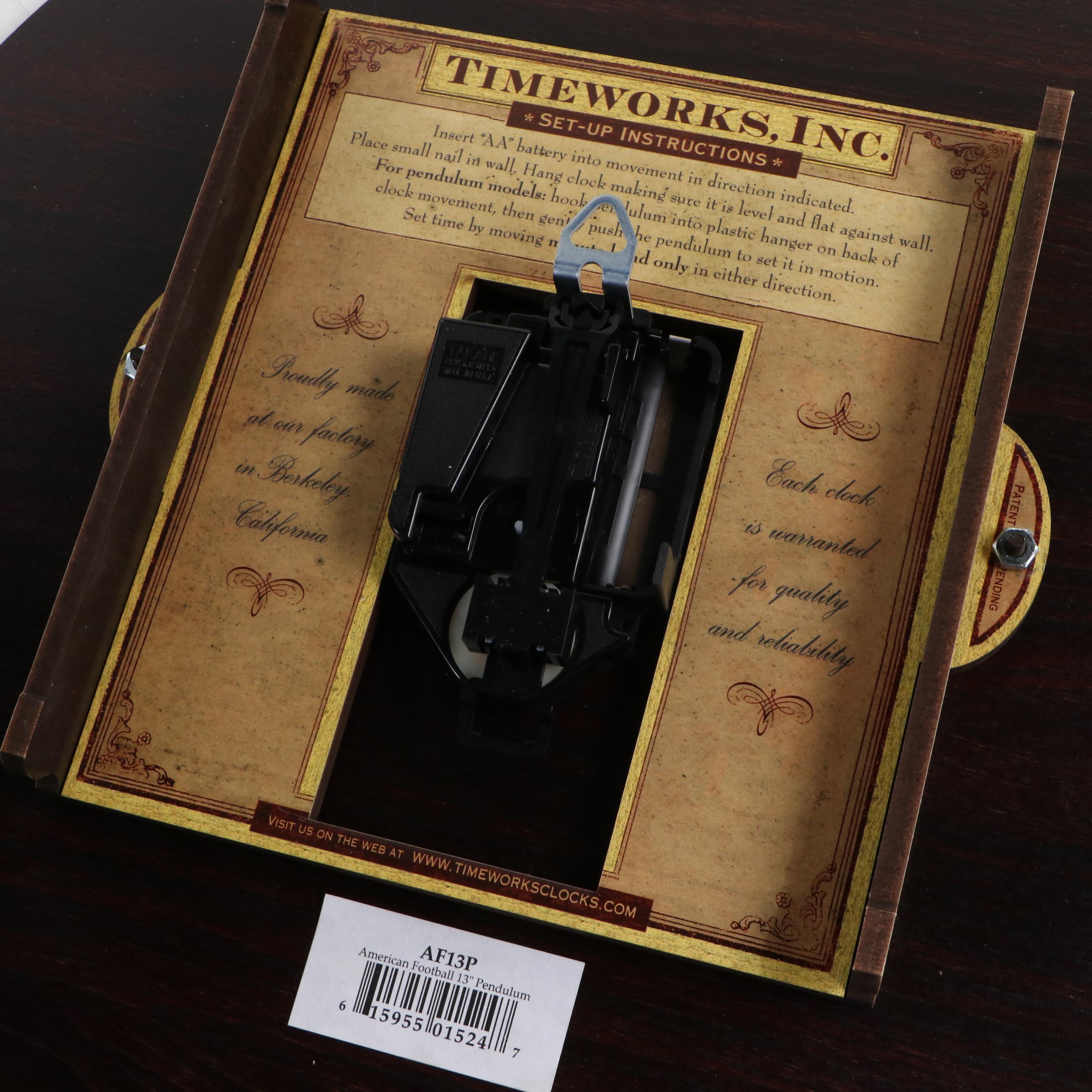 Timeworks American Football and "Field of Dreams" Pendulum Wall Clocks