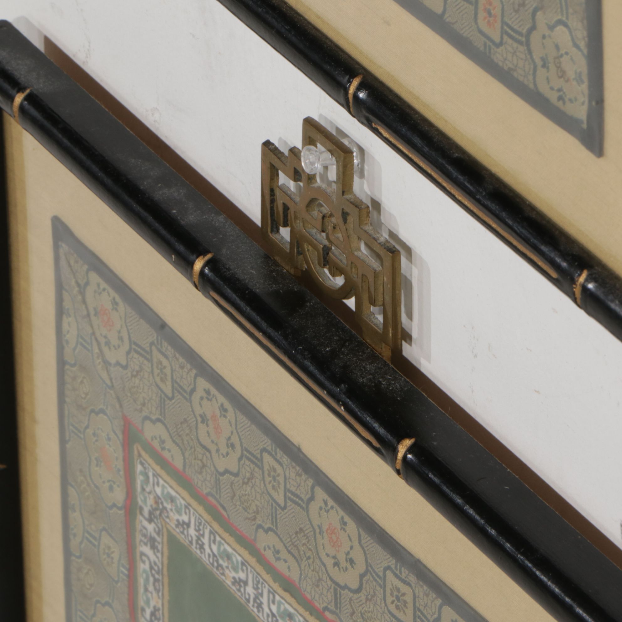 Three Chinese Hand-Embroidered Peonies, Butterflies, and Birds on Silk Panels