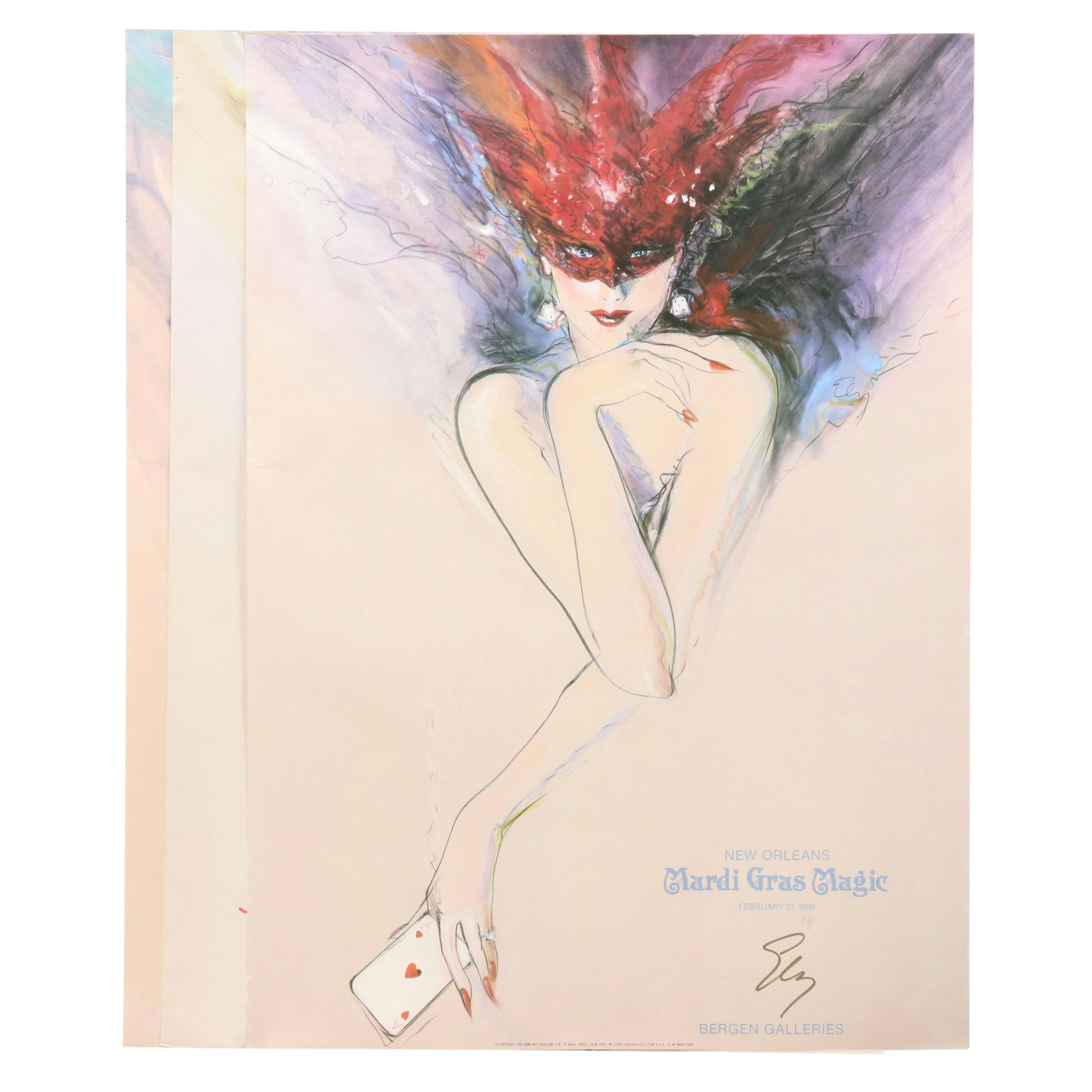 Richard Ely New Orleans Mardi Gras Offset Lithograph Posters, 1989-1991