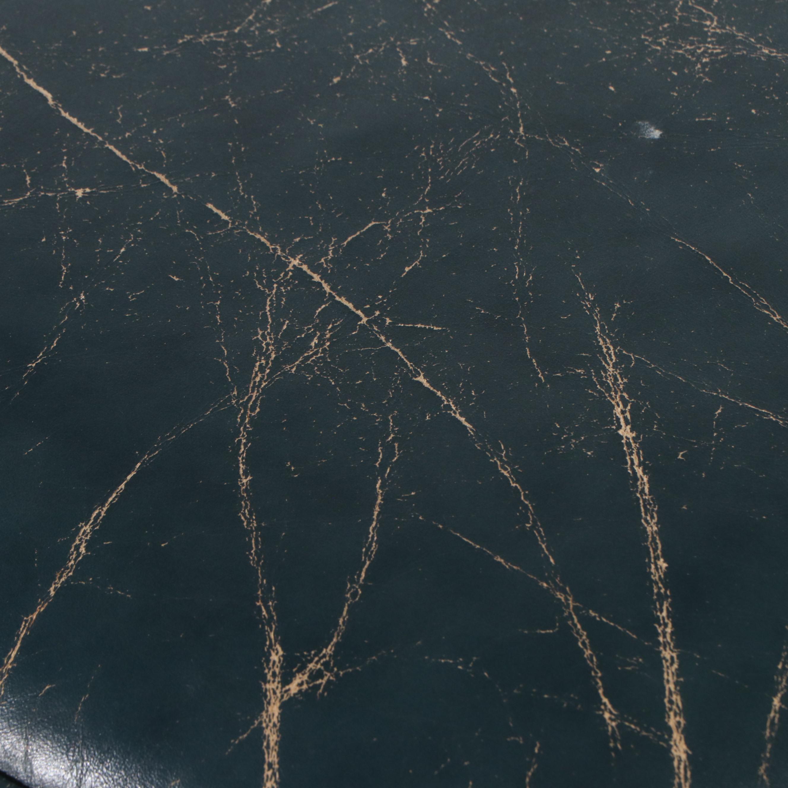 Emerson's Leather Queen Anne Style Teal Leather Upholstered Armchair & Ottoman