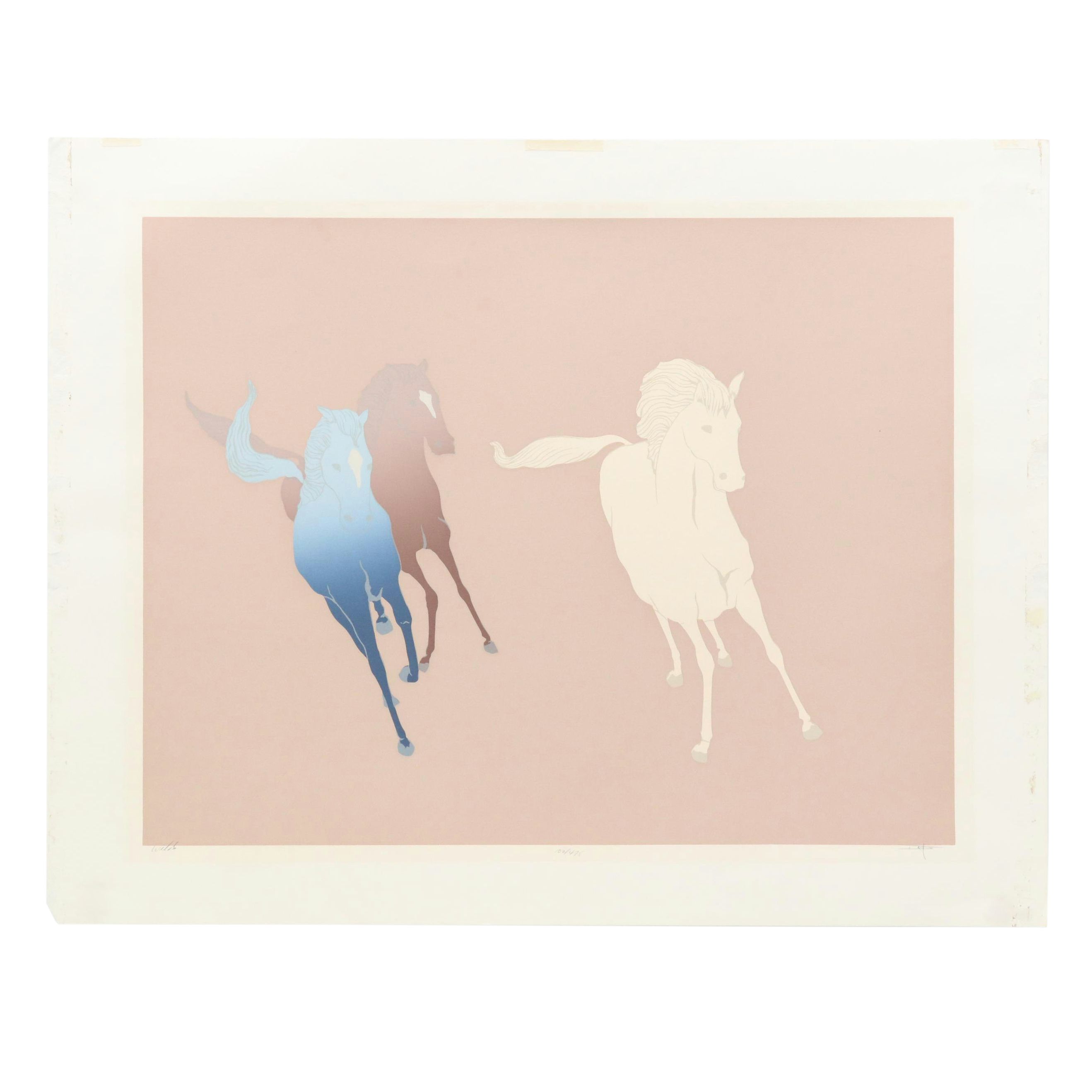 Serigraph of Running Horses "Wilds," 1985