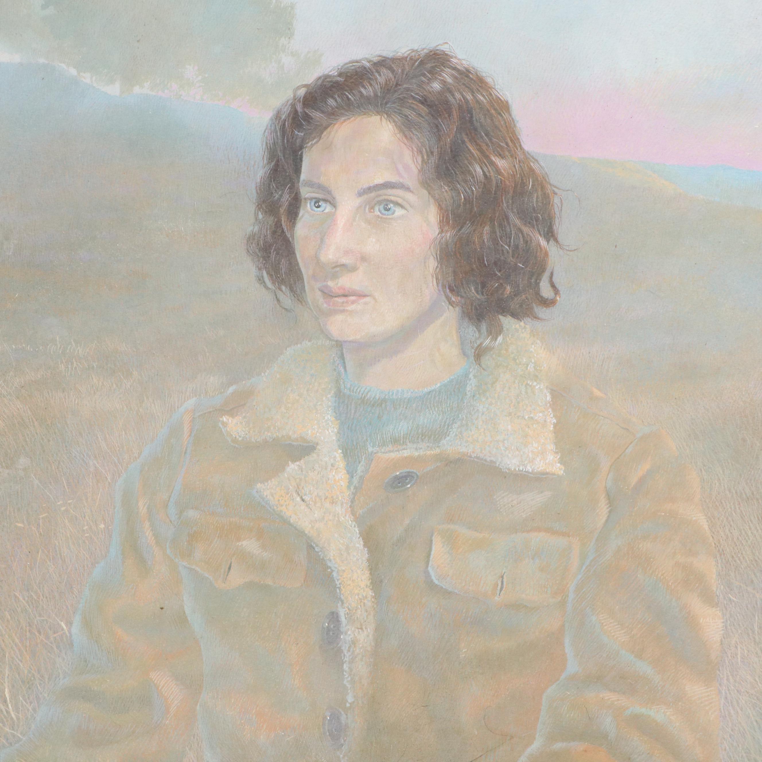 Robert Duncan Gouache Portrait Painting, 1971