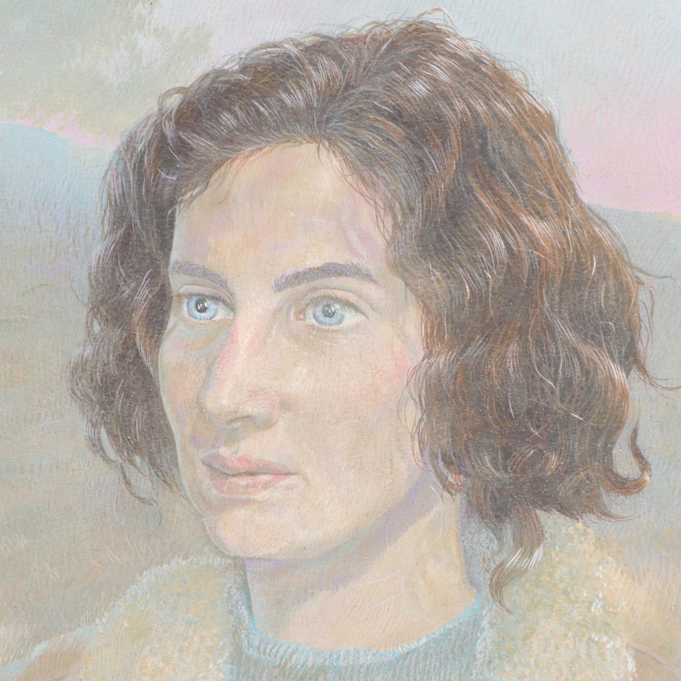 Robert Duncan Gouache Portrait Painting, 1971