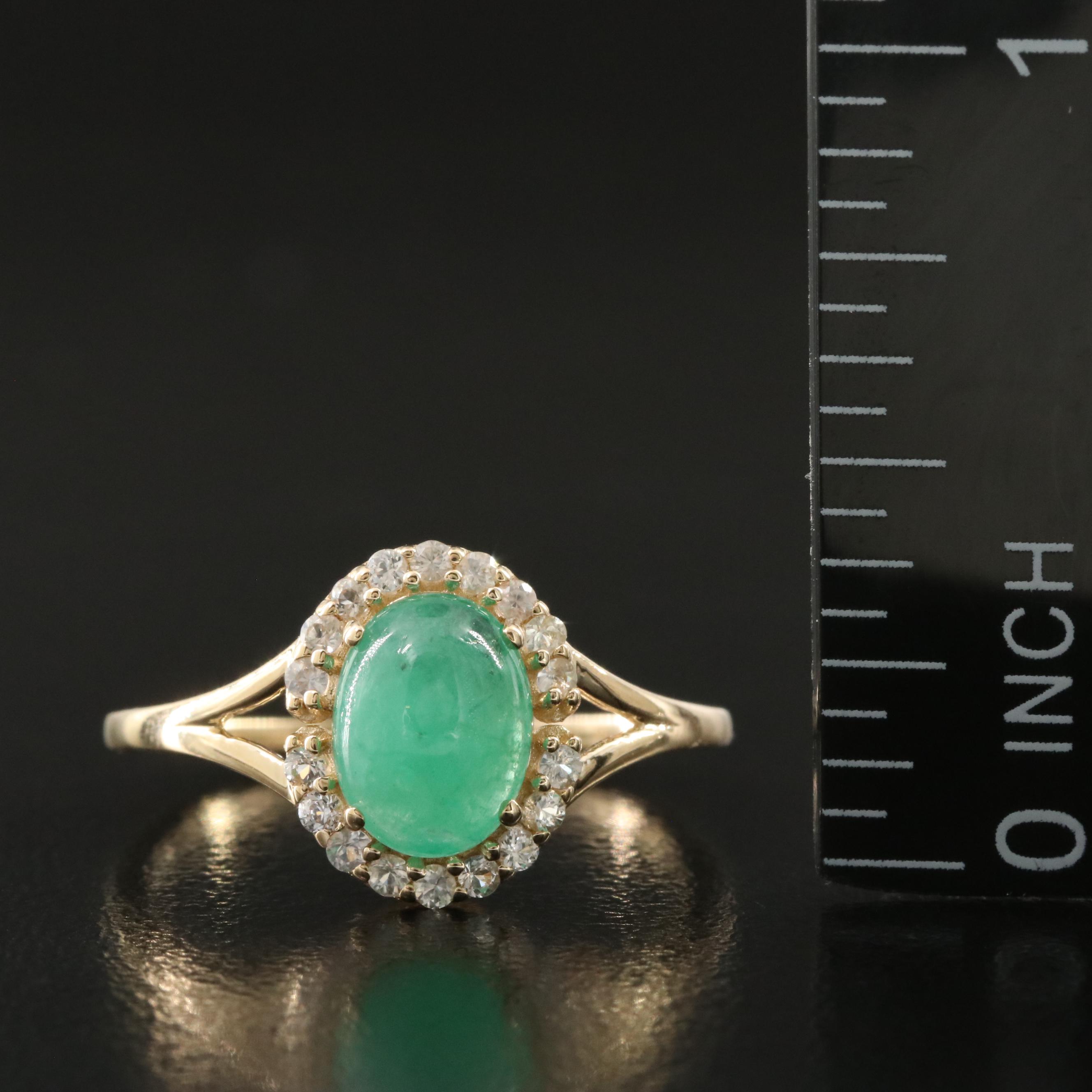 14K Emerald and White Topaz Ring