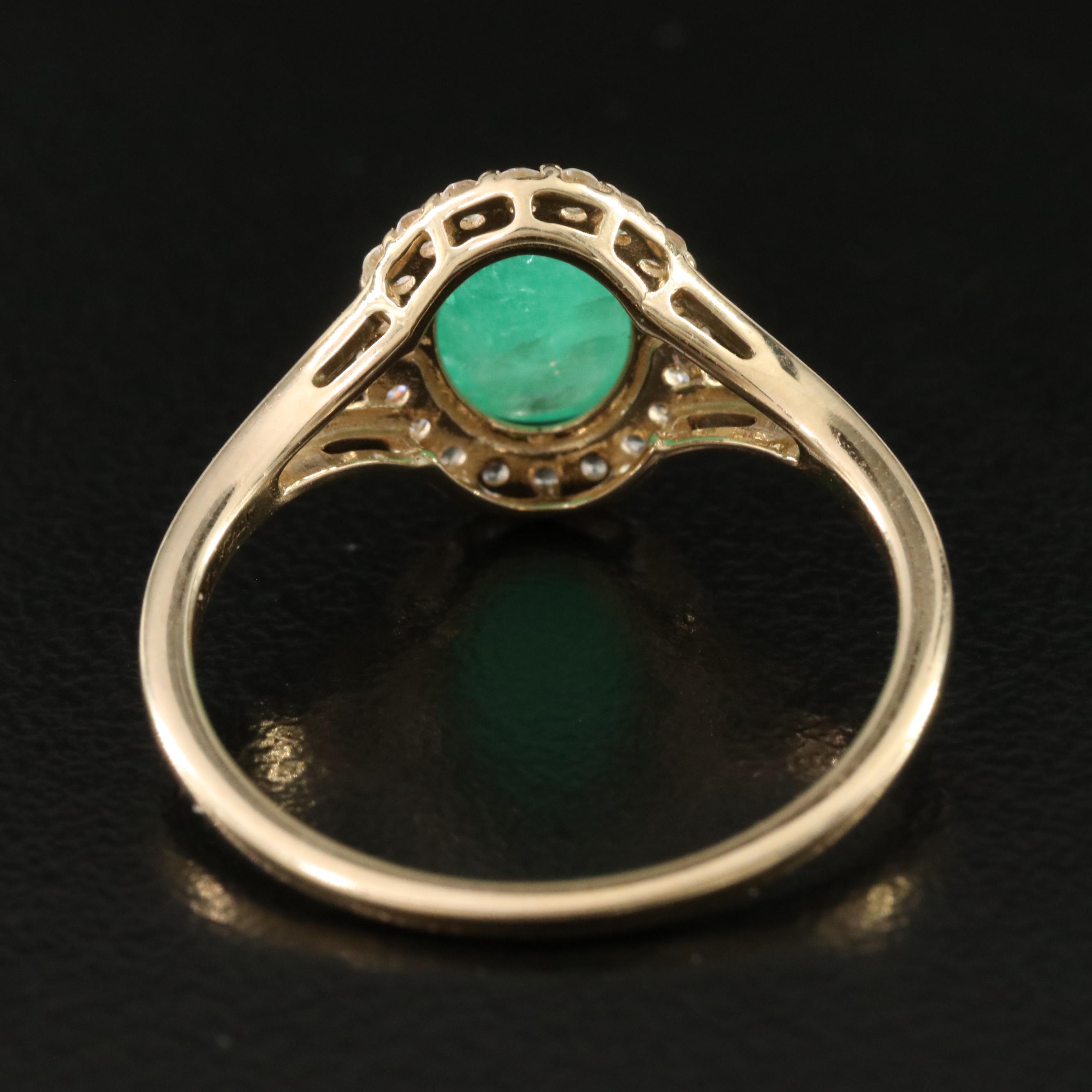 14K Emerald and White Topaz Ring