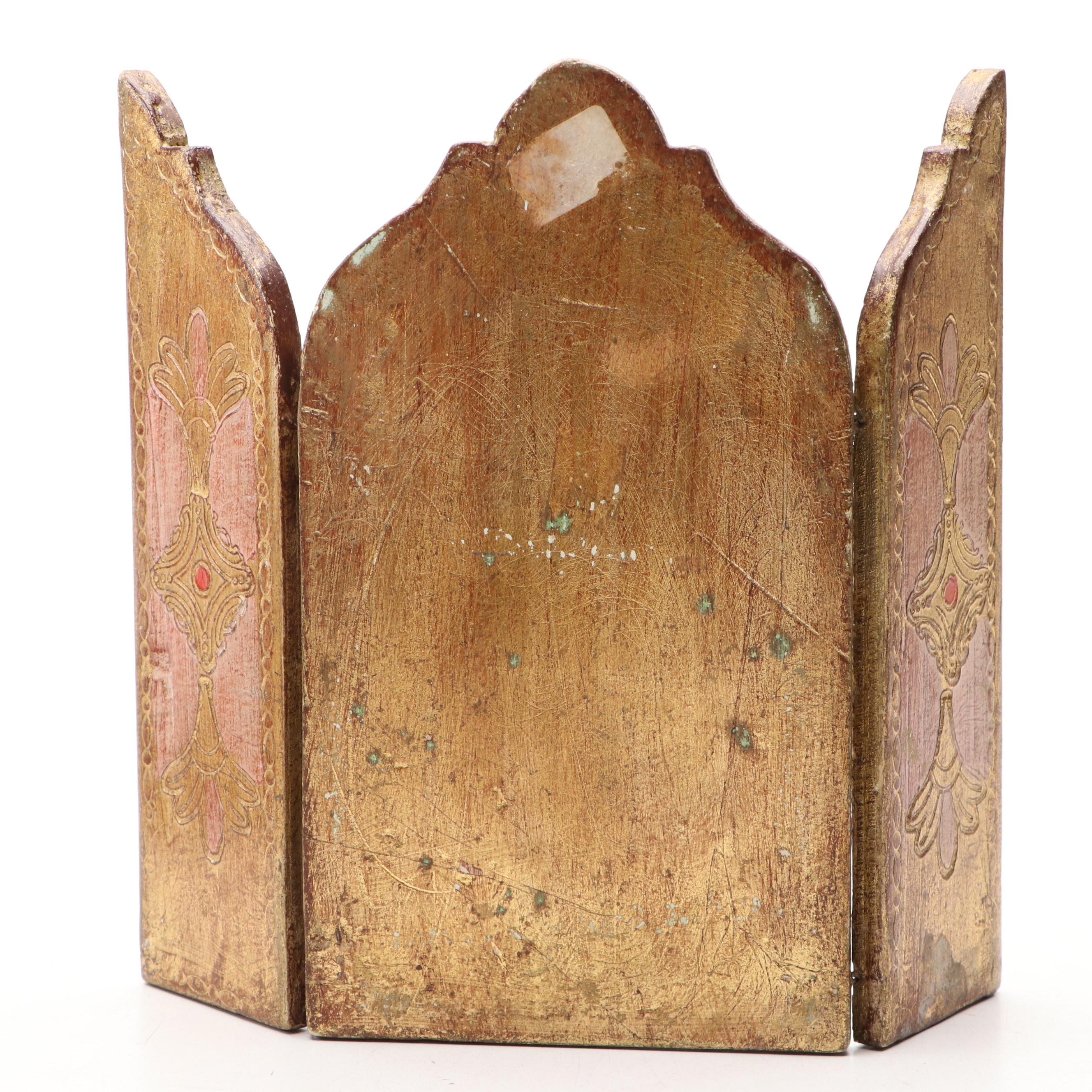 Florentine Madonna and Child Icon with Spanish Style Santos Monk