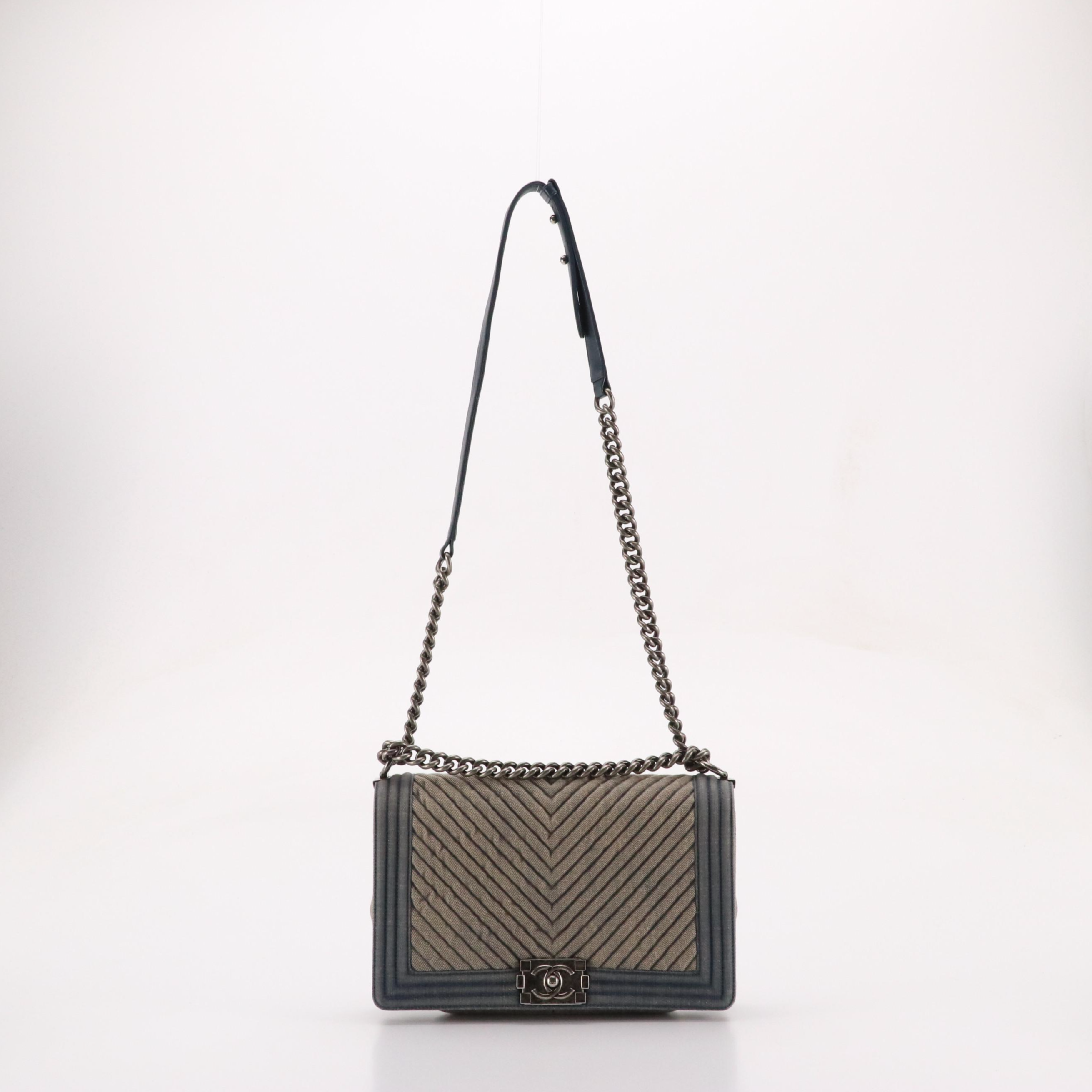 Chanel Boy New Medium Bag in Chevron Stitched Denim