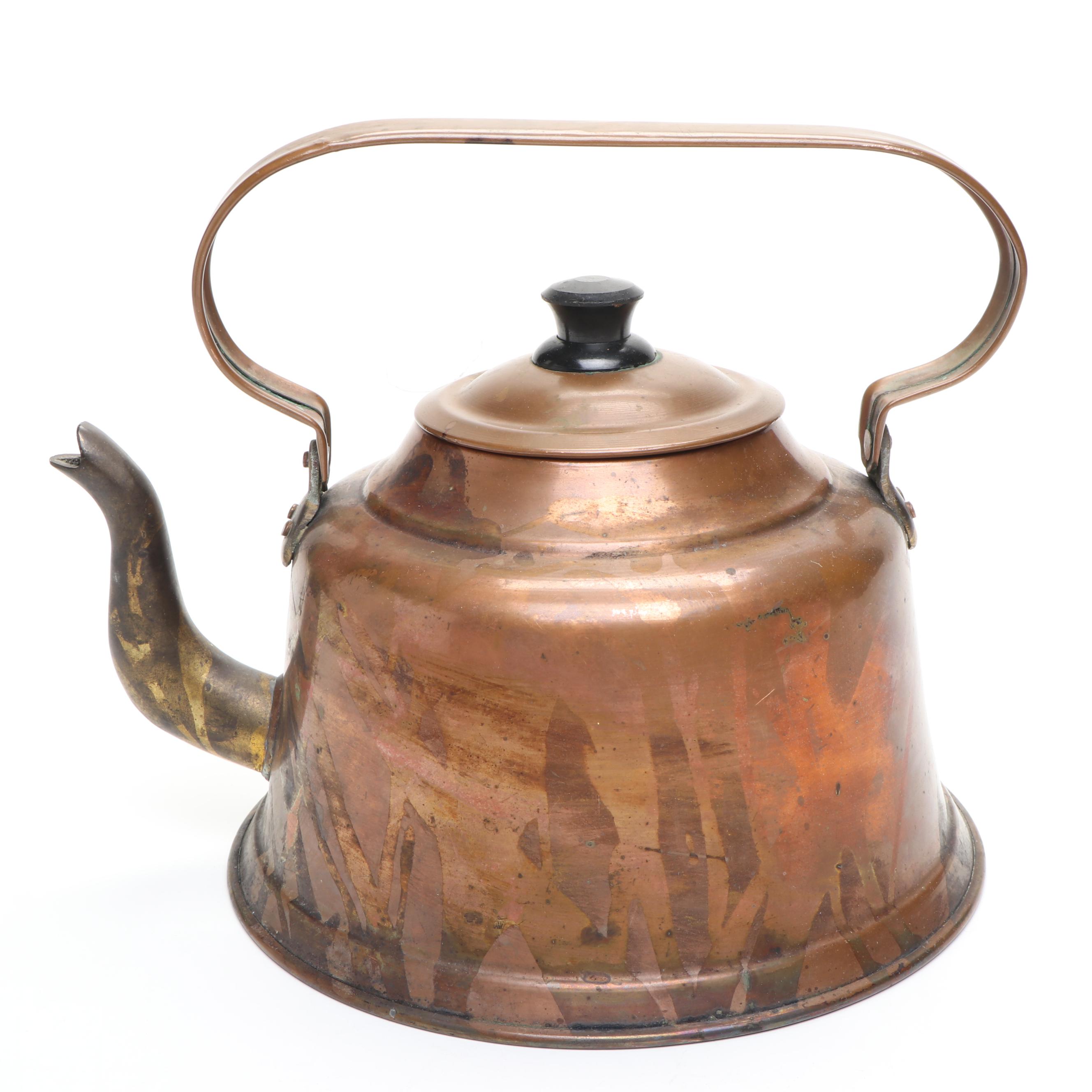 Vintage Revere Ware with Other Copper Kettles and Teapot, 20th Century