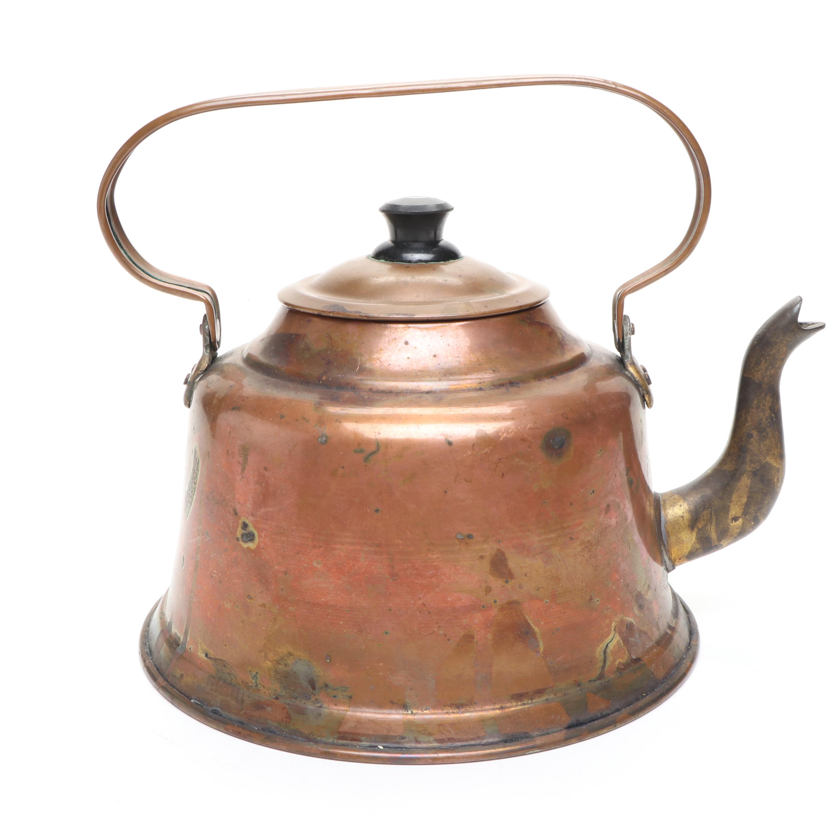 Vintage Revere Ware with Other Copper Kettles and Teapot, 20th Century