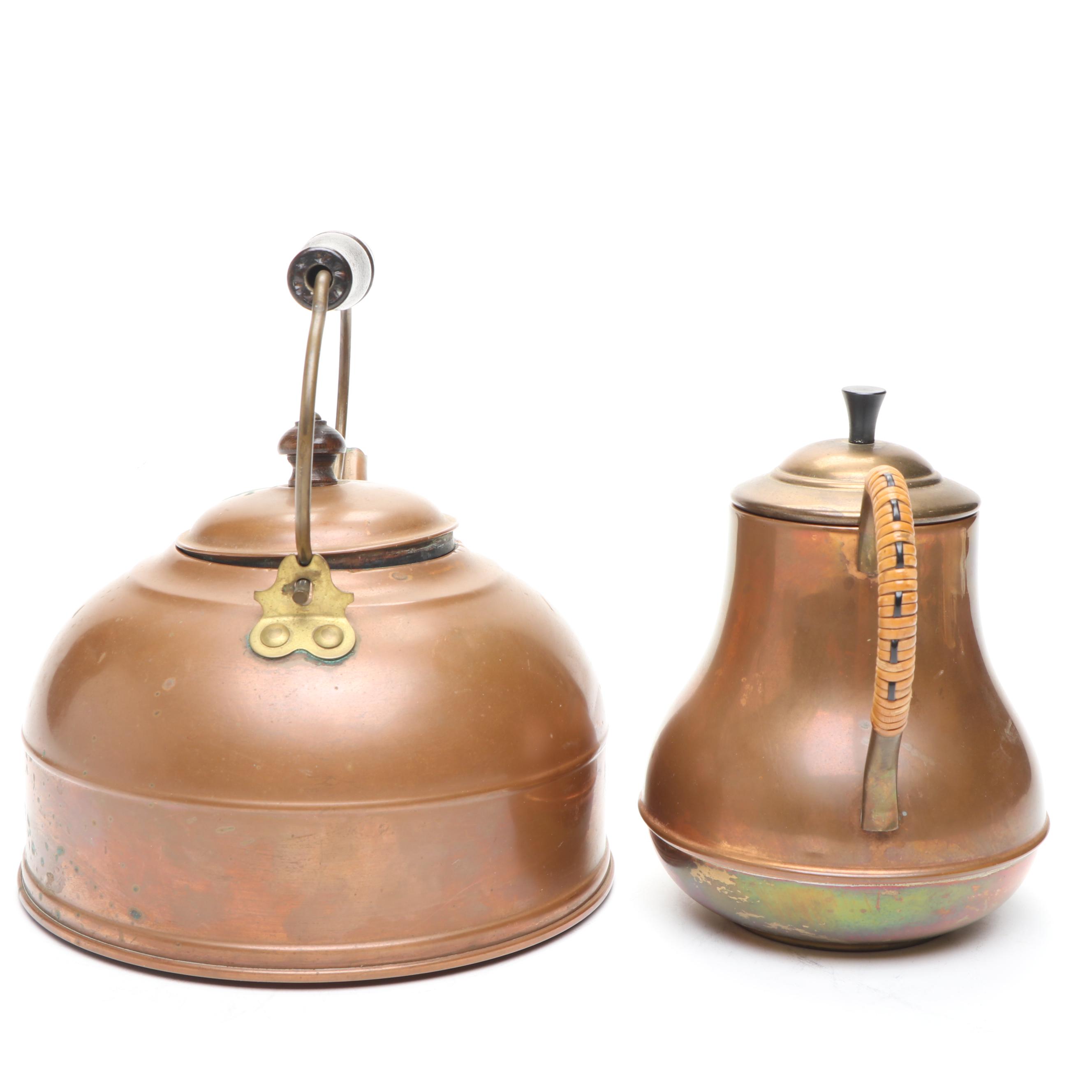 Vintage Revere Ware with Other Copper Kettles and Teapot, 20th Century