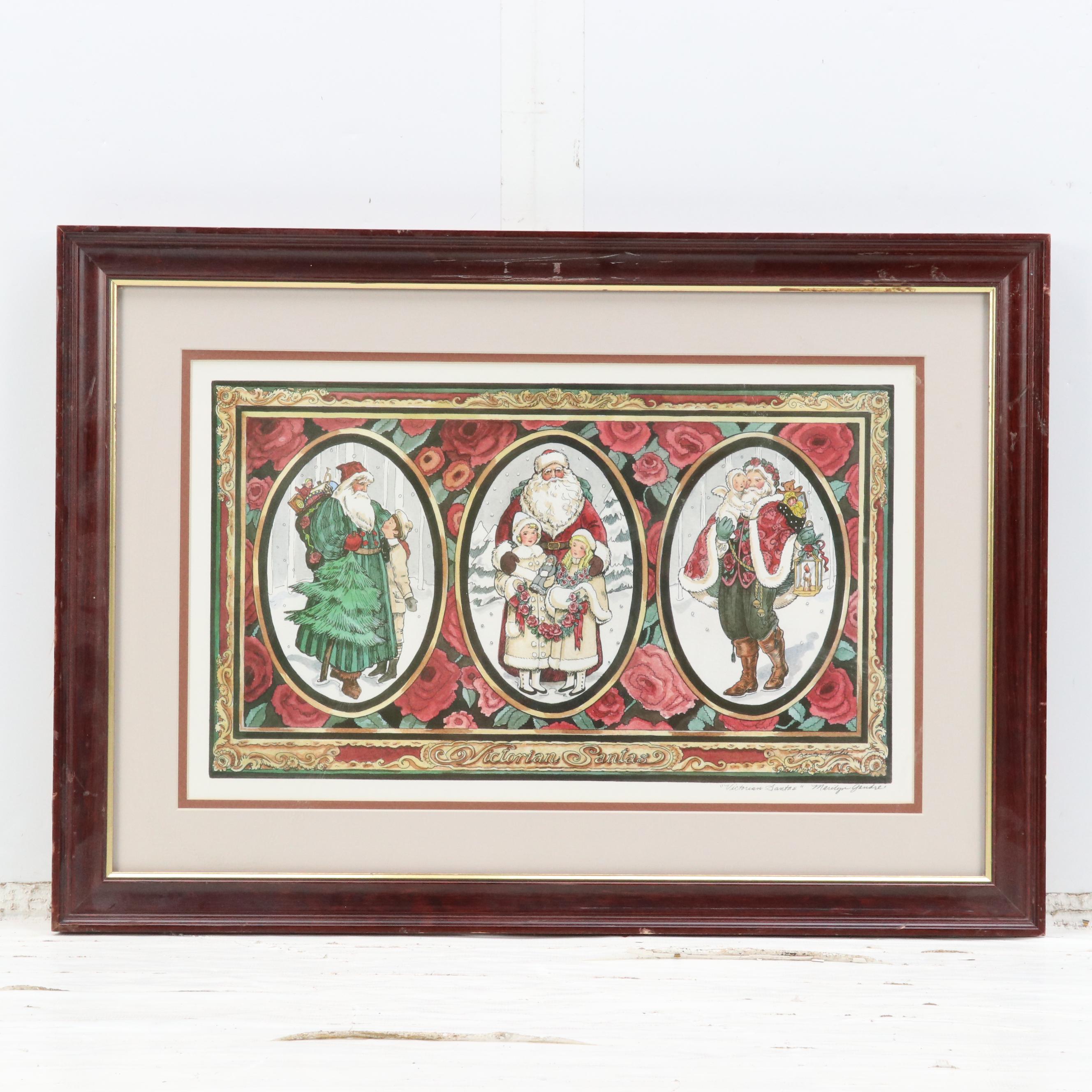 Seasonal Offset Lithographs "Merry Christmas" and "Victorian Santas"