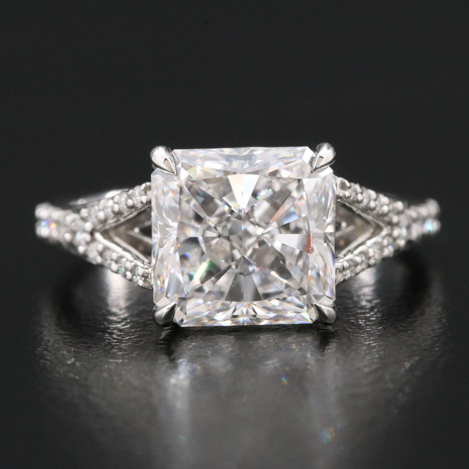 Platinum 4.25 CTW Lab Grown Diamond Ring with IGI Report