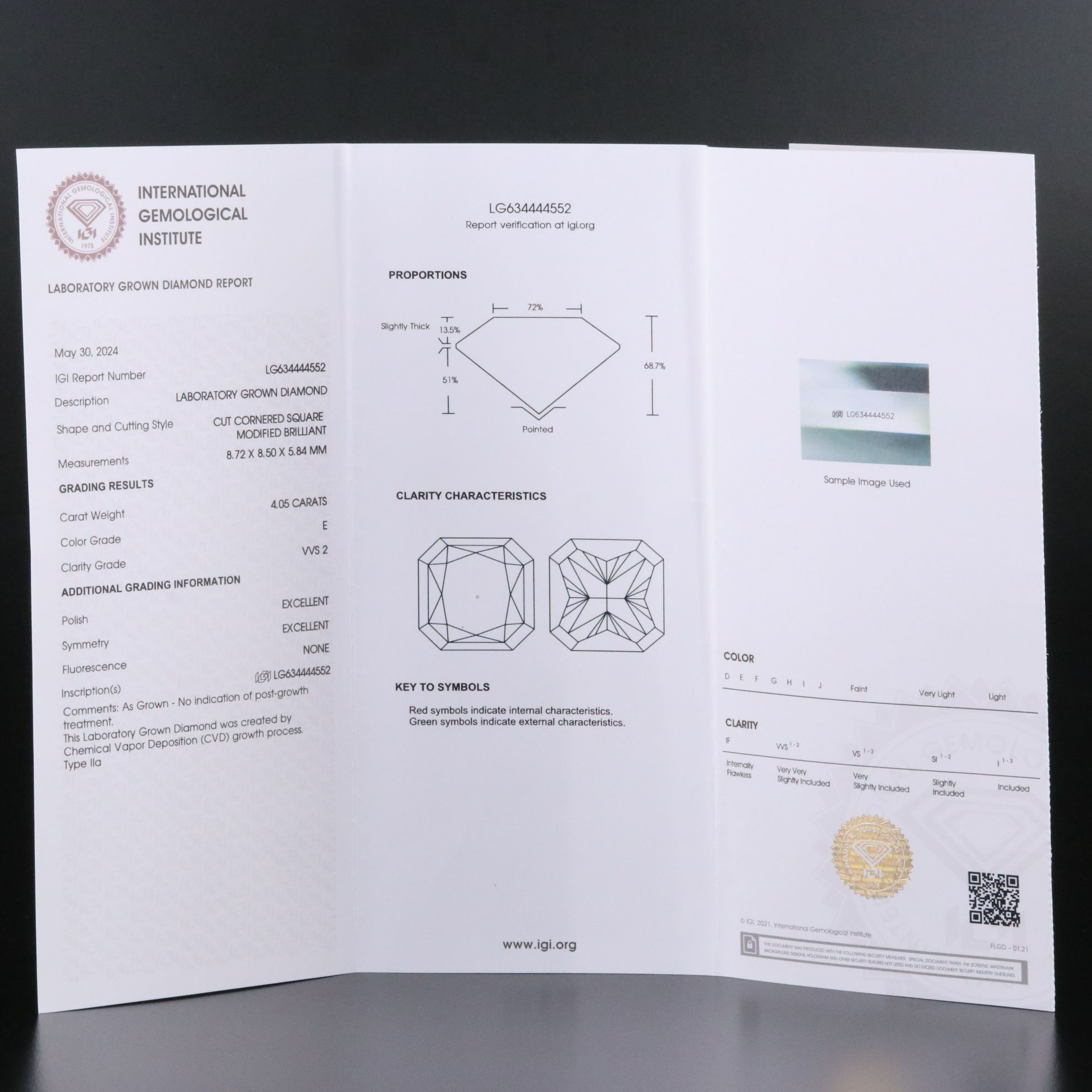 Platinum 4.25 CTW Lab Grown Diamond Ring with IGI Report
