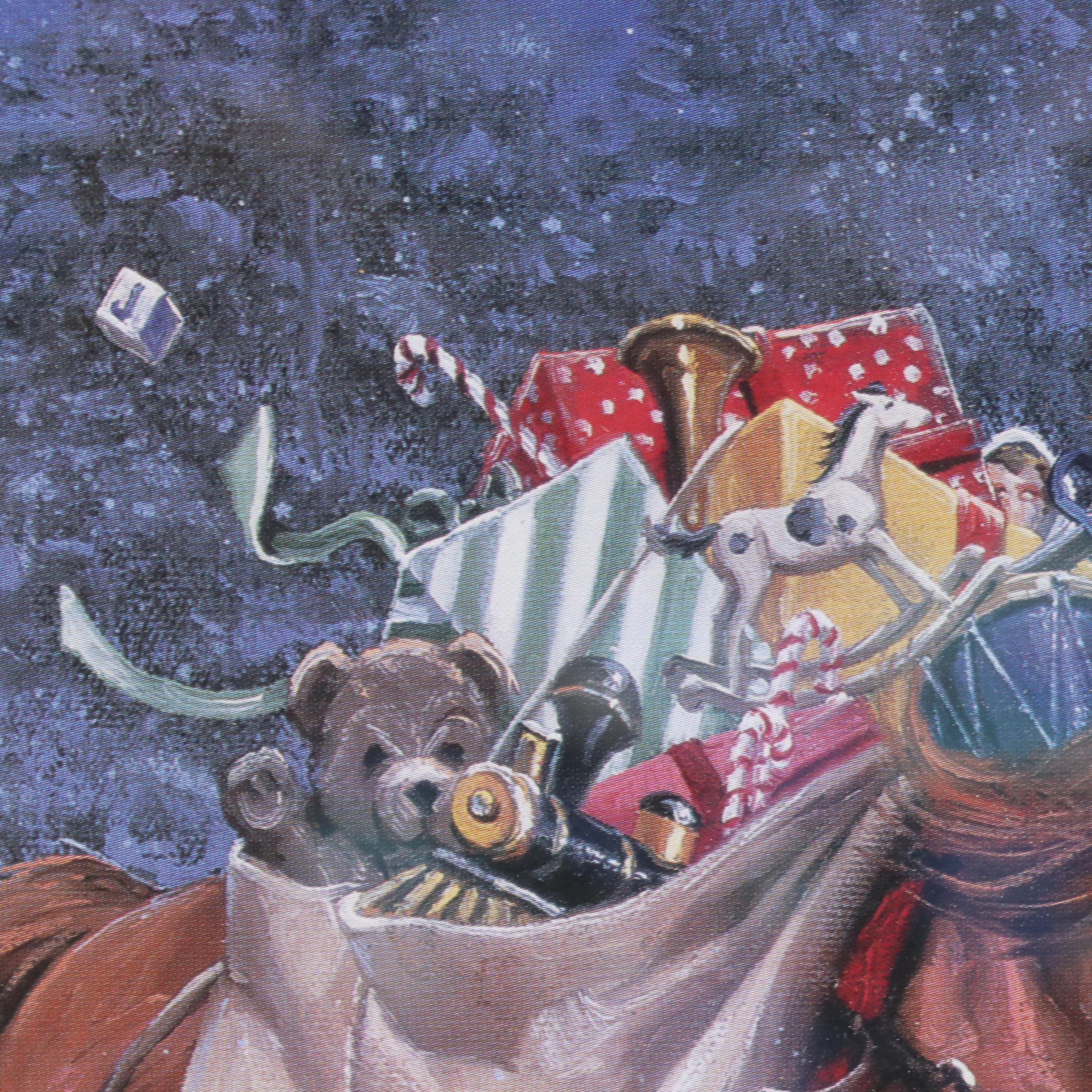 Western Santa Offset Lithograph "Christmas Rush" After Jack Sorenson