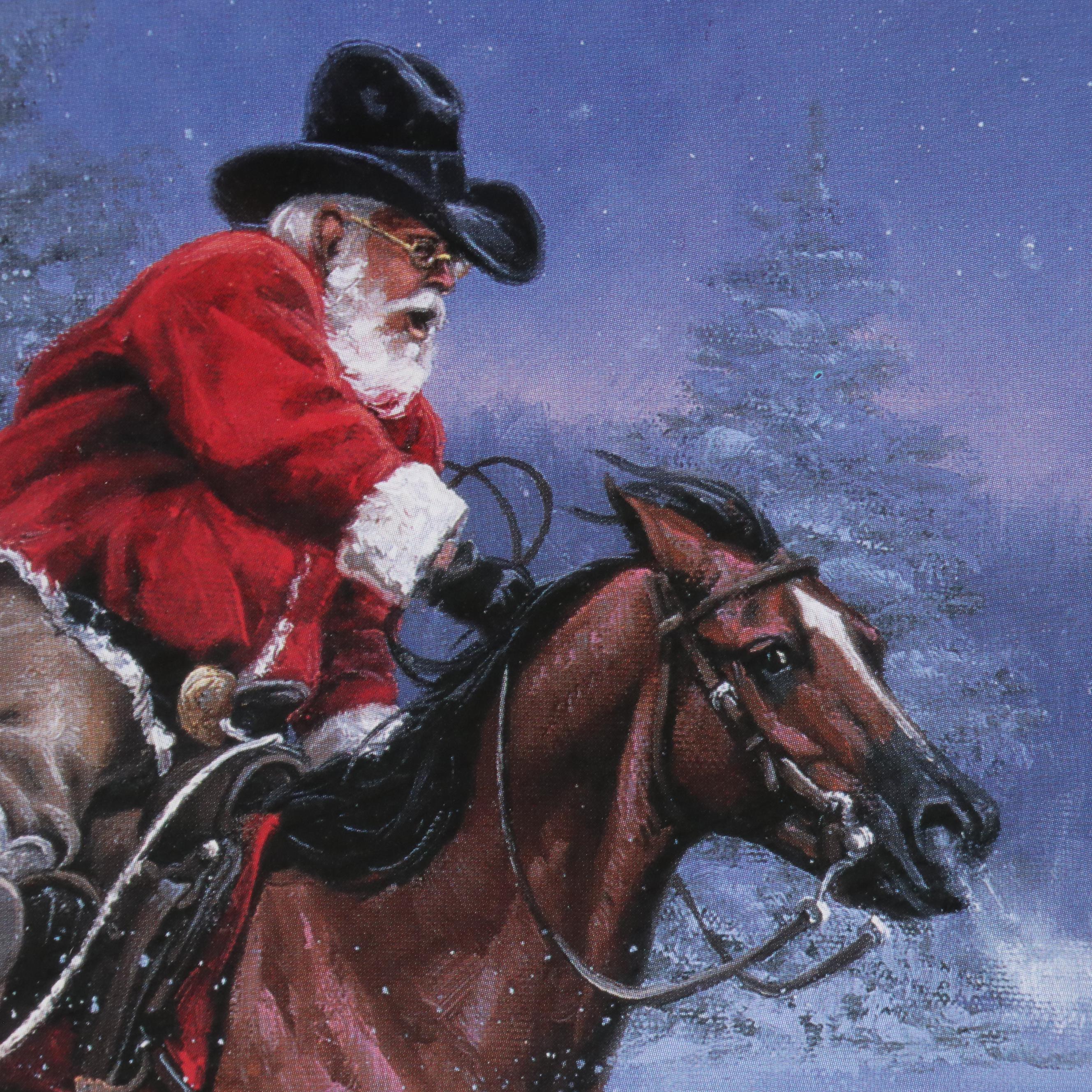 Western Santa Offset Lithograph "Christmas Rush" After Jack Sorenson