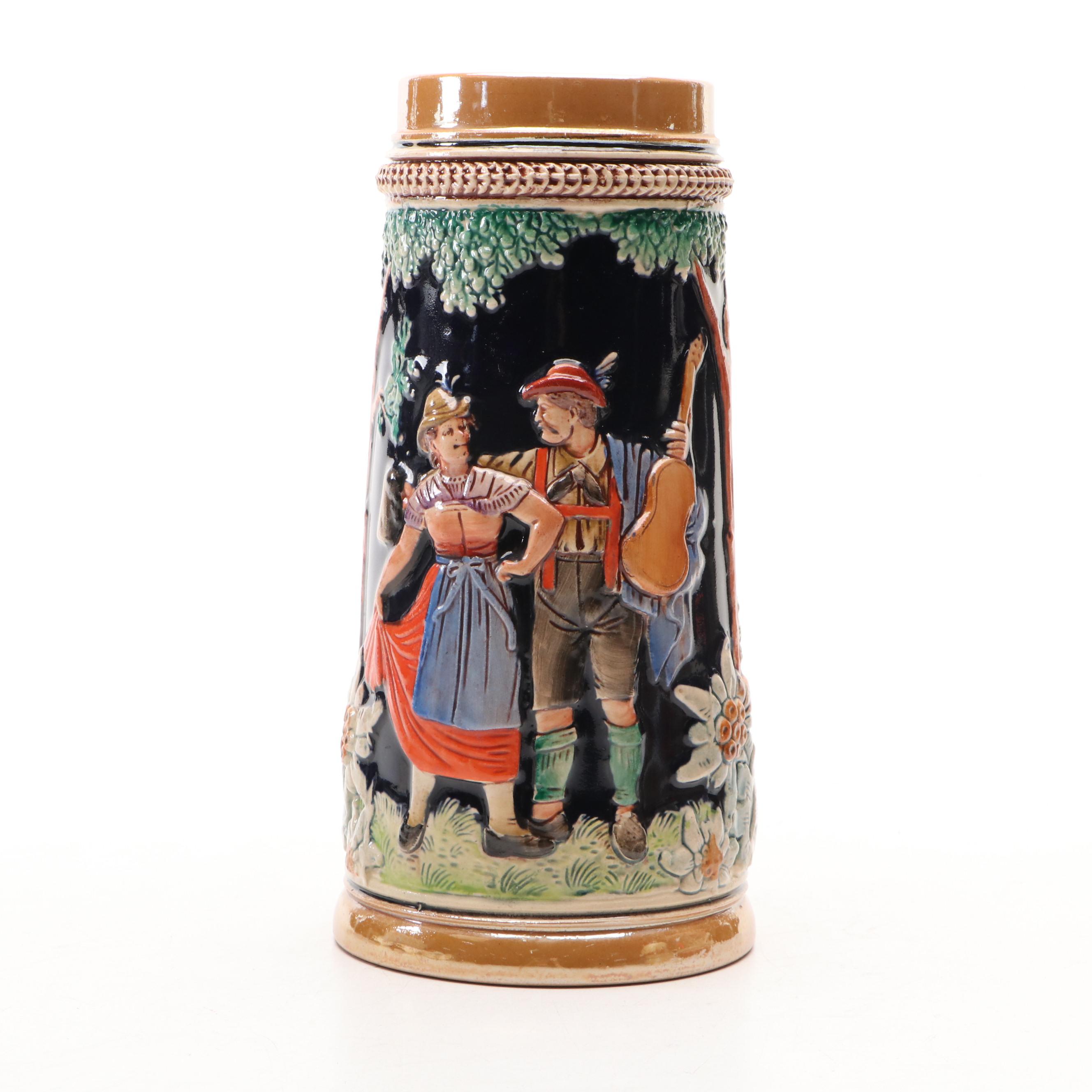 German Beer Steins with Budweiser Clydesdale Ceramic Stein, 20th Century