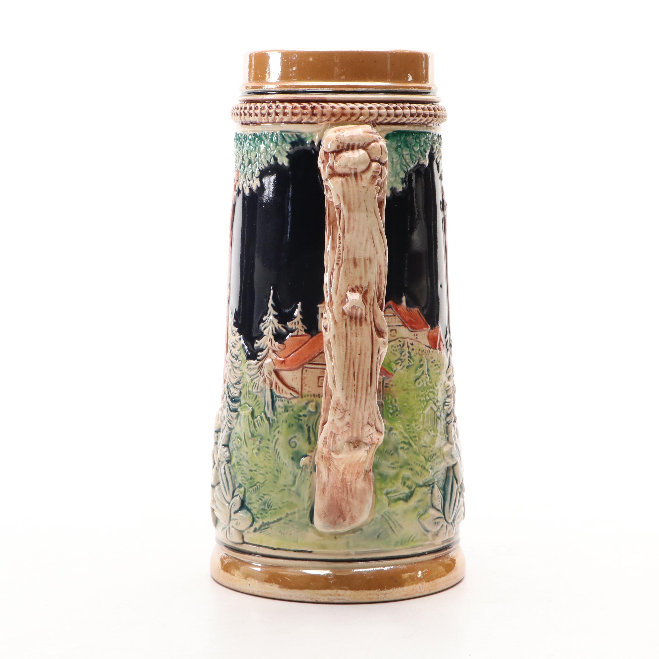 German Beer Steins with Budweiser Clydesdale Ceramic Stein, 20th Century