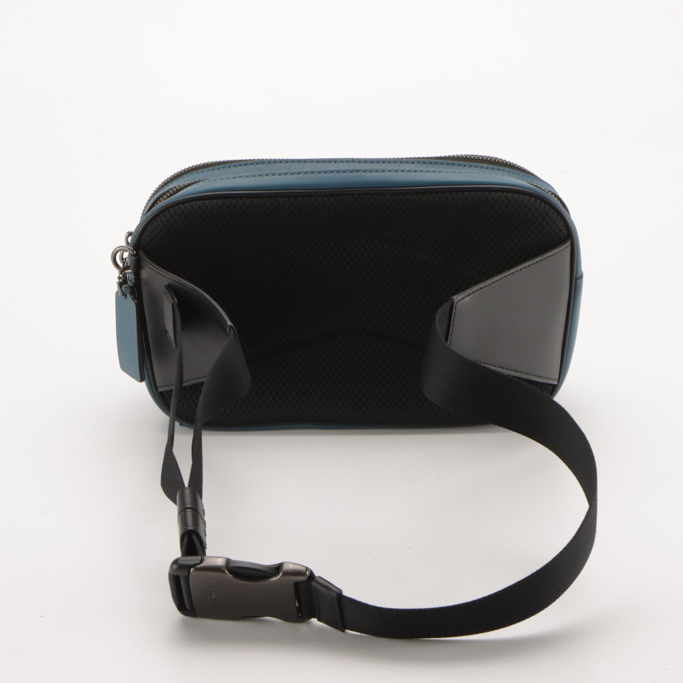 Coach Graham Utility Pack in Blue and Black Colorblock Leather